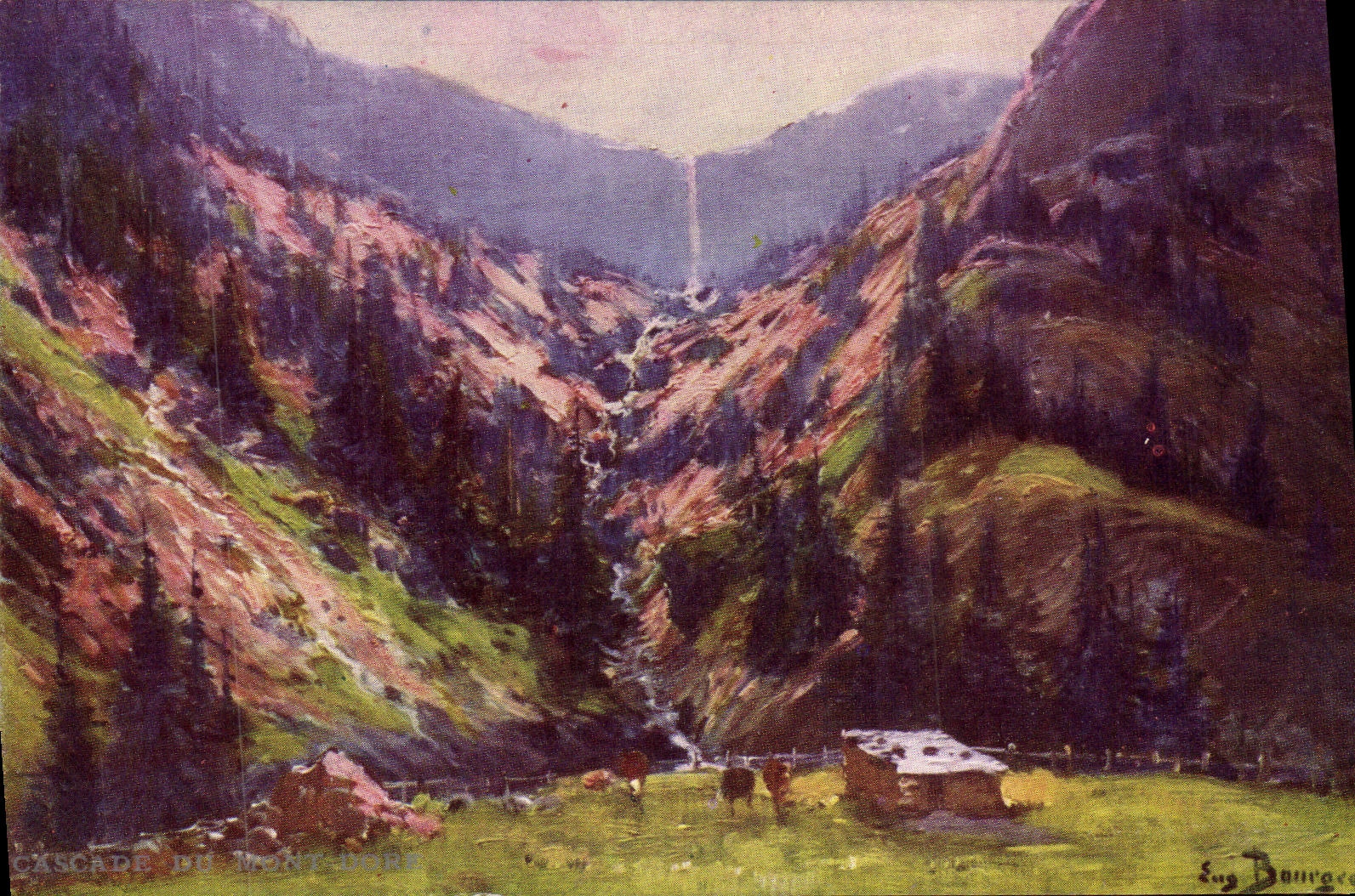 VINTAGE POSTCARD Auvergne Cascade of the Mount Gilds