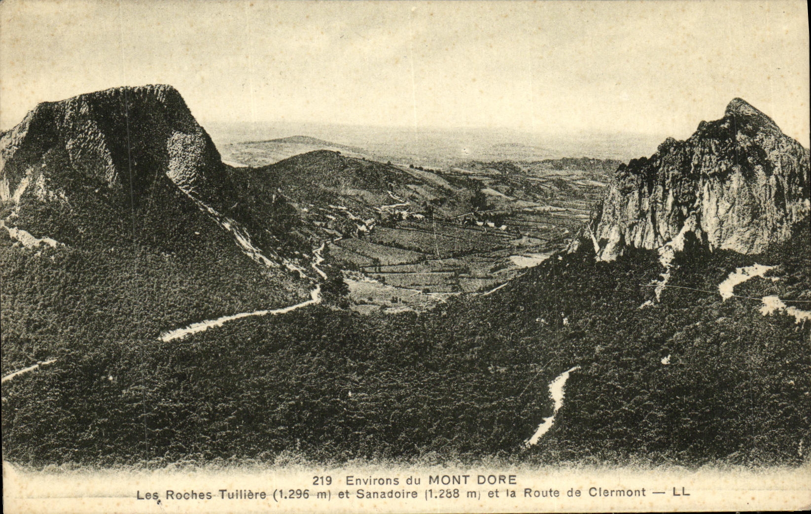 VINTAGE POSTCARD Environs of the Mount Gilds Rock Tuiliere and Sanadoire and the road of Clermont