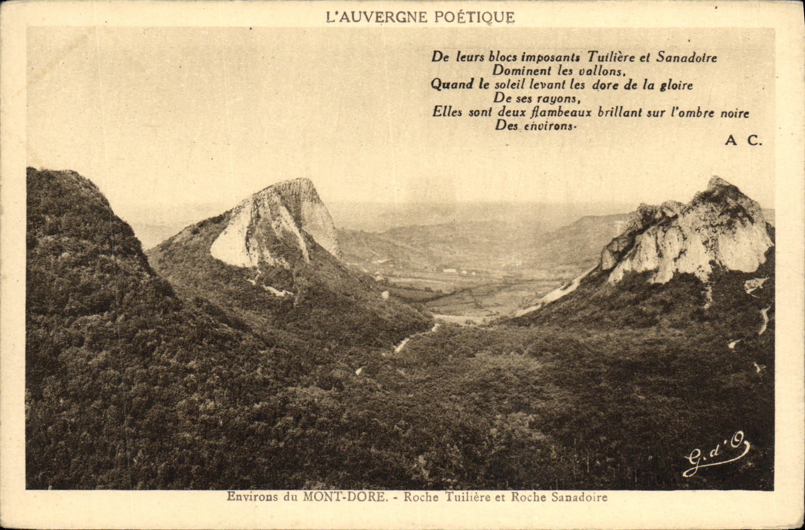 VINTAGE POSTCARD Mont Gilds Rock Tuiliere and Roche Sanadoire