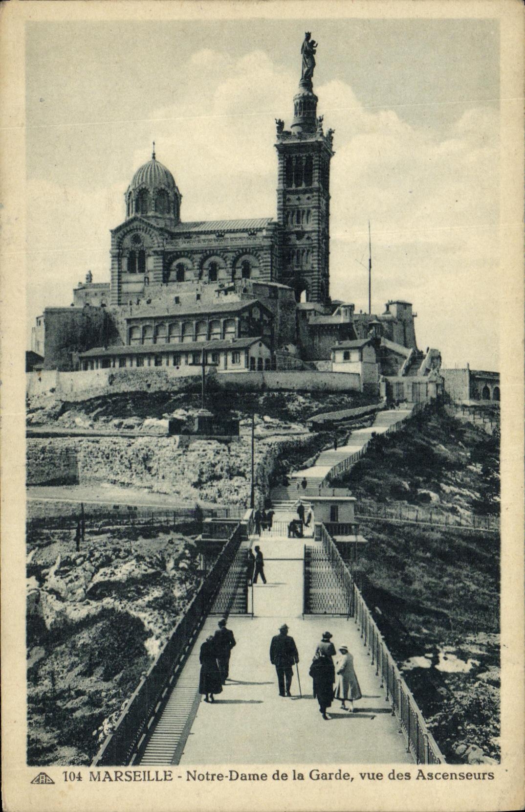 VINTAGE POSTCARD Marseilles Notre Dame of the Guard Seen of the Elevators