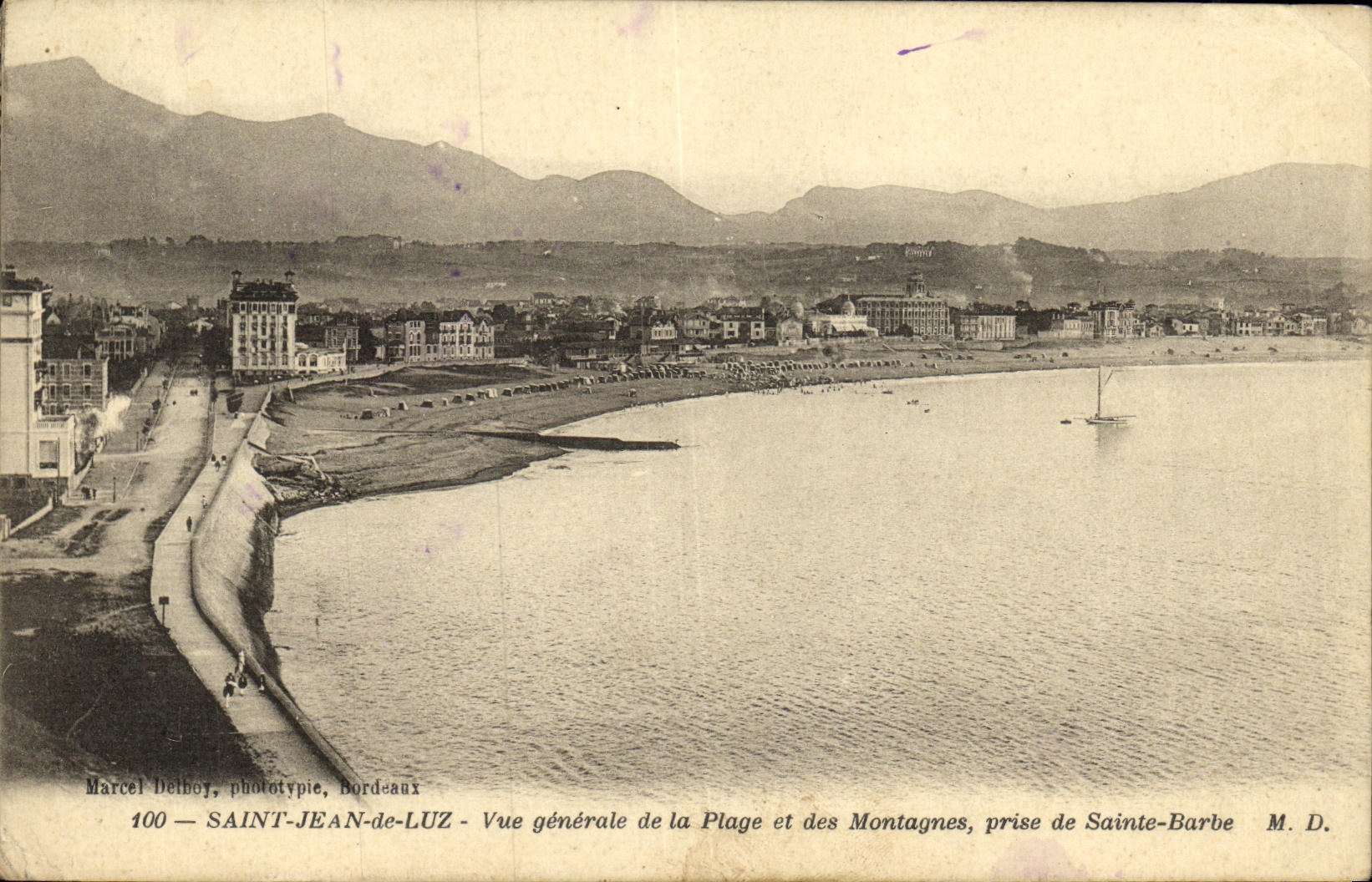 CPA Saint Jean De Luz Vue Generale de la Plage Et Des Montagnes Prise de Sainte Barbe 