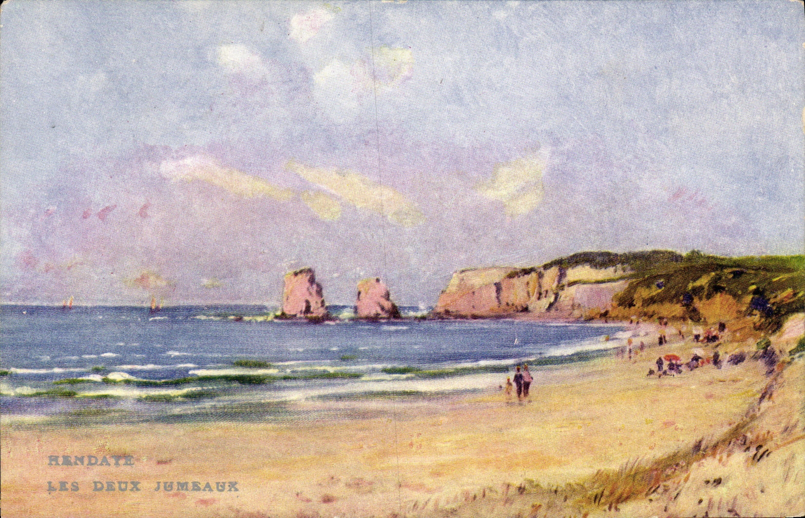 VINTAGE POSTCARD Hendaye Two Twins