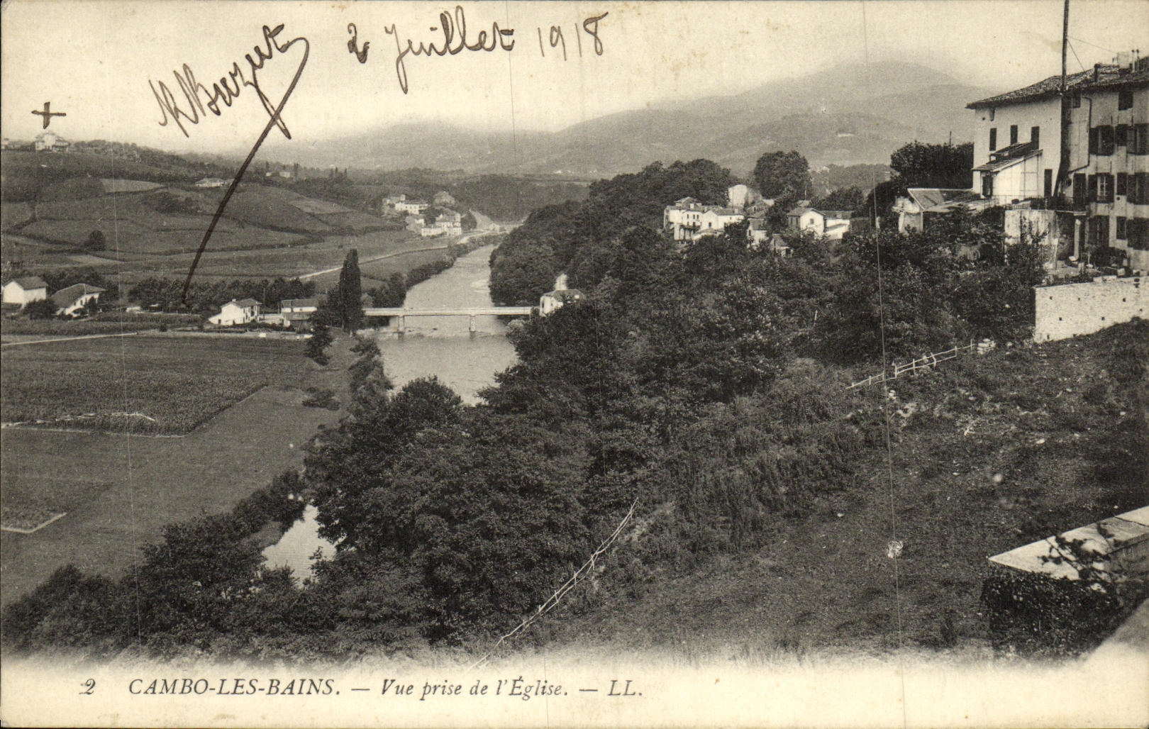 VINTAGE POSTCARD Cambo Les Bains Seen from of L Church