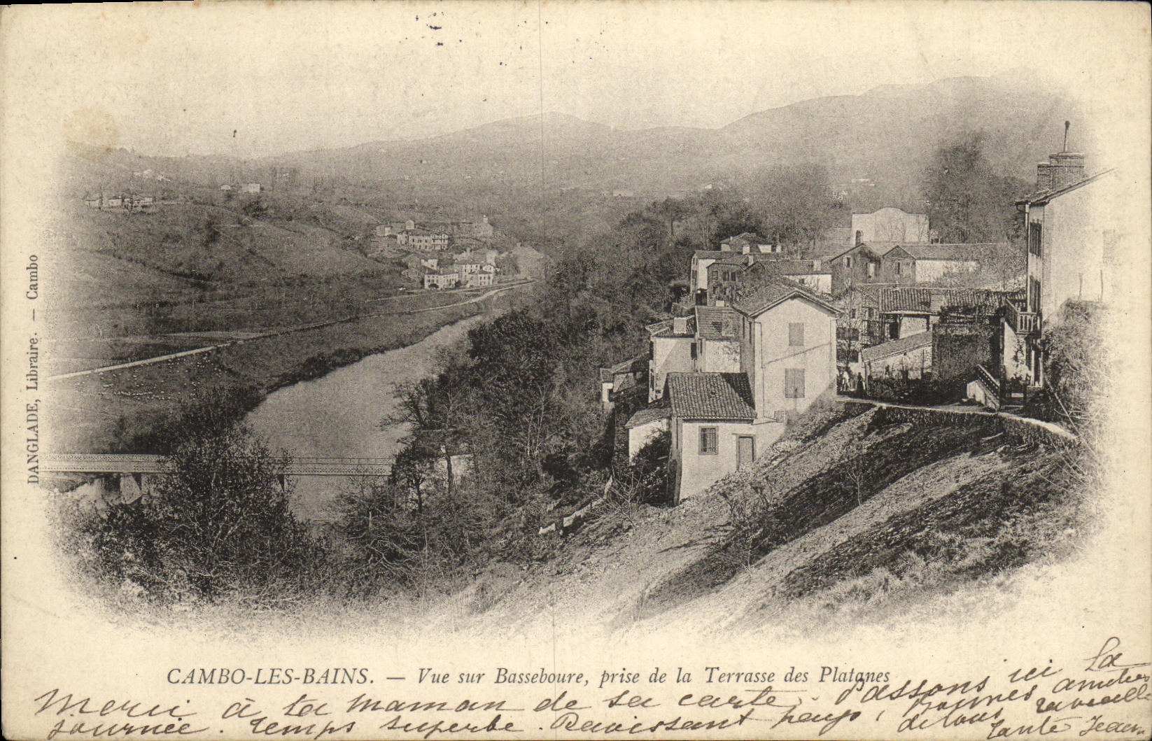 VINTAGE POSTCARD Cambo Les Bains Seen On Basseboure Taken Of the Terrace of the Plane trees