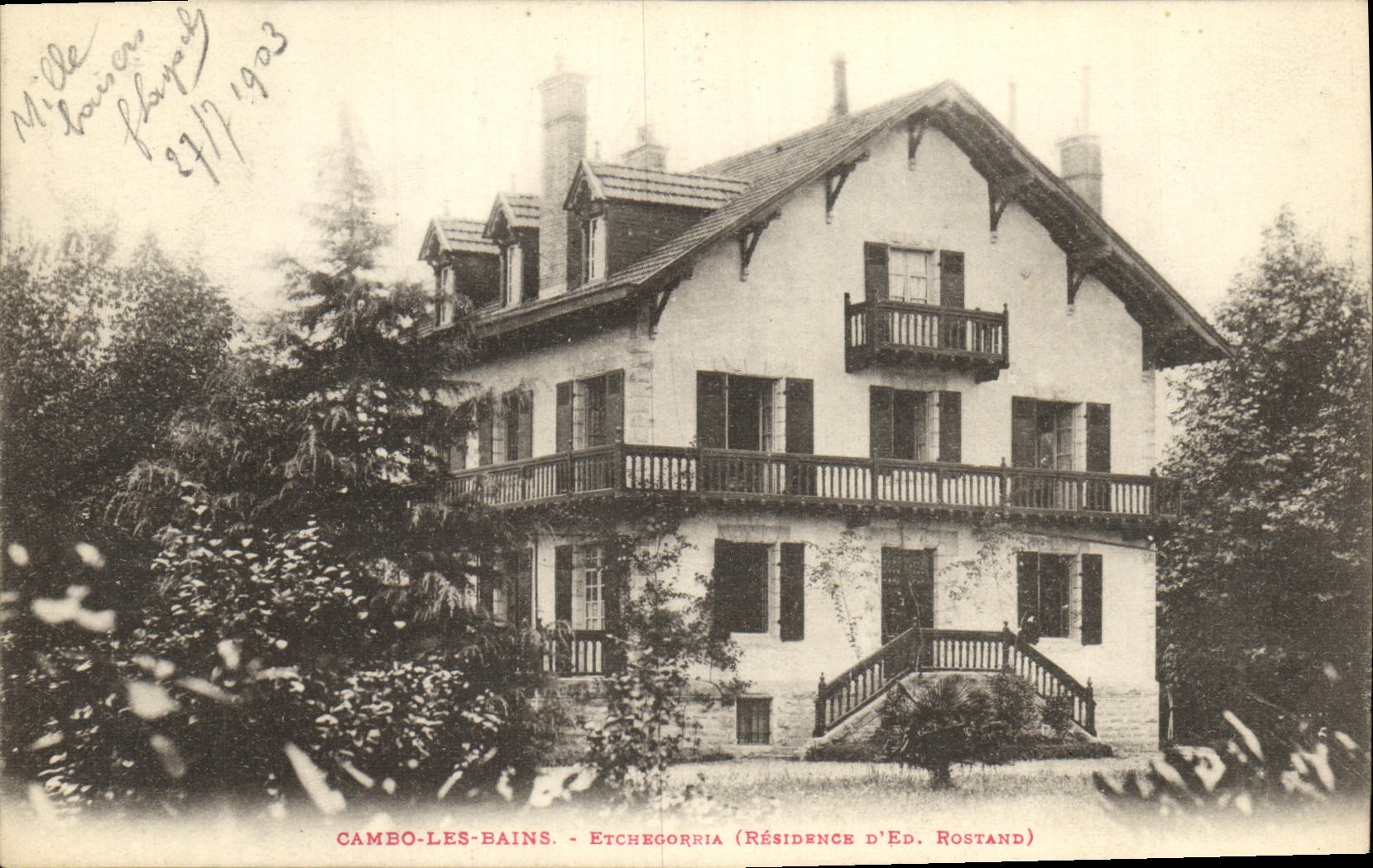 VINTAGE POSTCARD Cambo Les Bains Etchegorria Residence D E Rostand