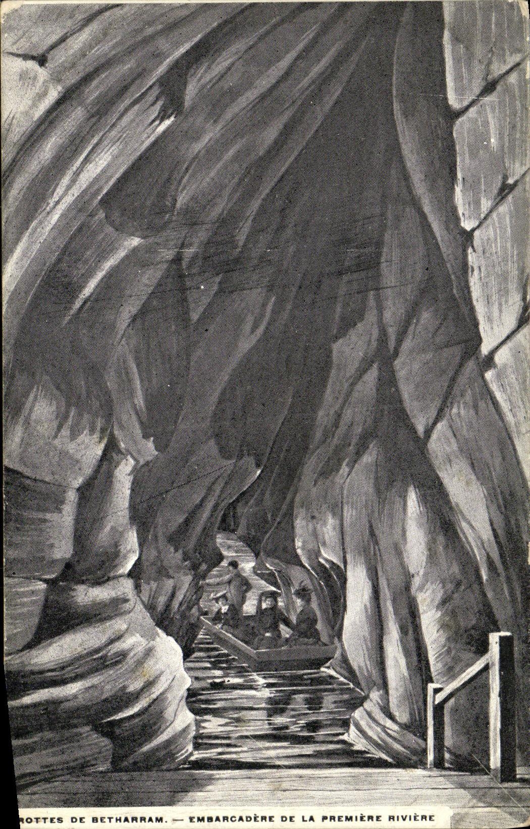 VINTAGE POSTCARD Caves of Betharram Landing stage Of the First River