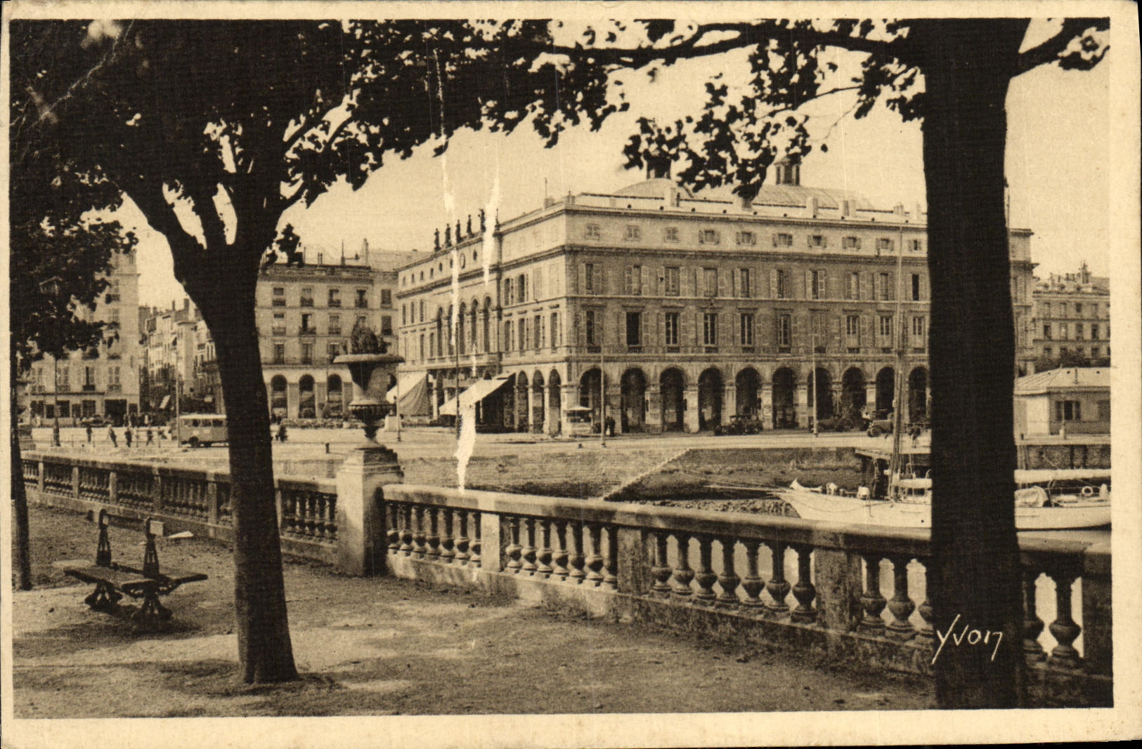 VINTAGE POSTCARD Bayonne L Town hall and the Theater Seen of the Place
