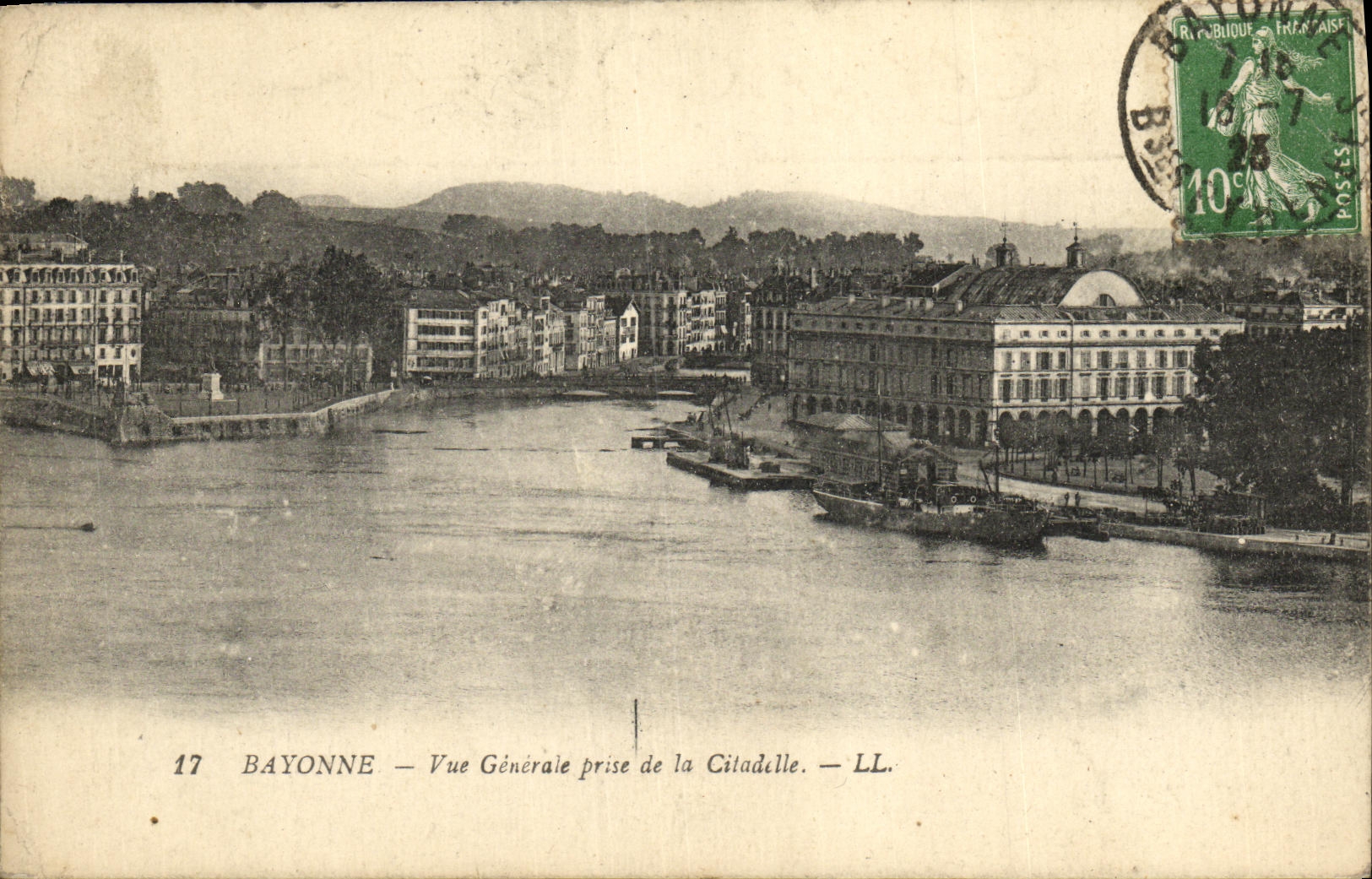 VINTAGE POSTCARD Bayonne View Taken of the Citadel Boat