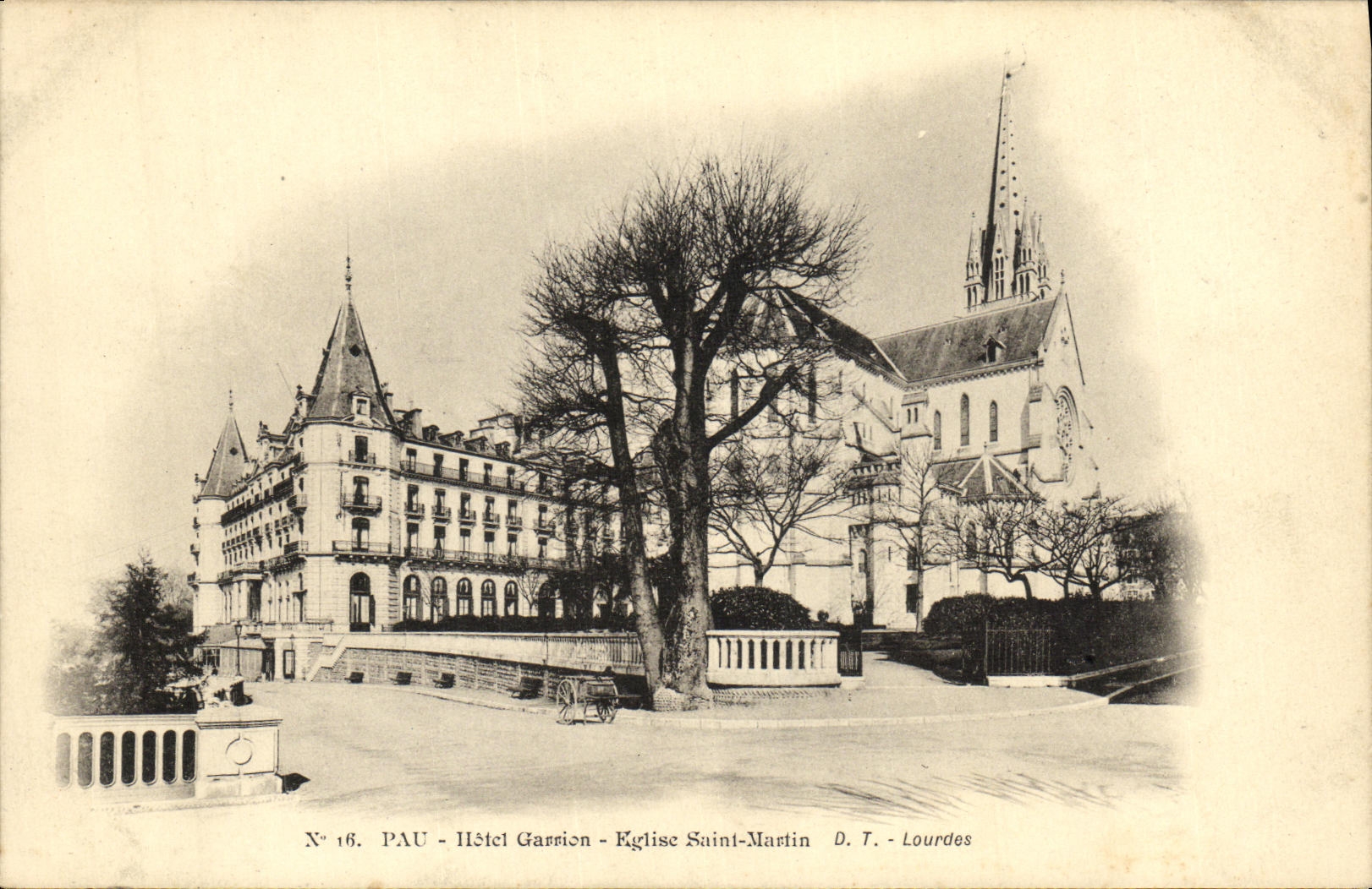 VINTAGE POSTCARD Pau Hotel Holy Garrion Church Martin