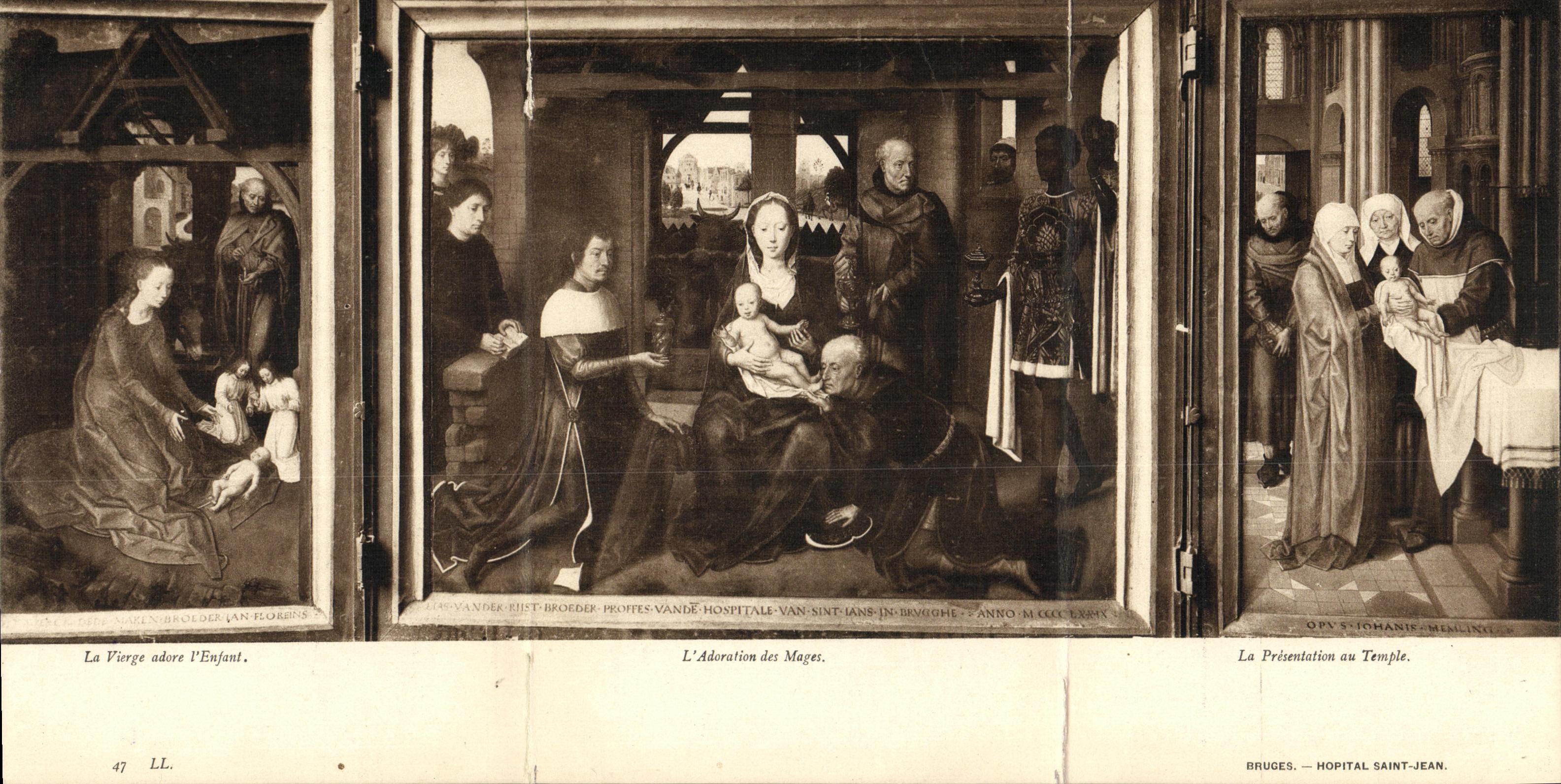 CARTRE TRIPLE Buges La vierge adore l enfant Adoration des mages Presentation au temple 