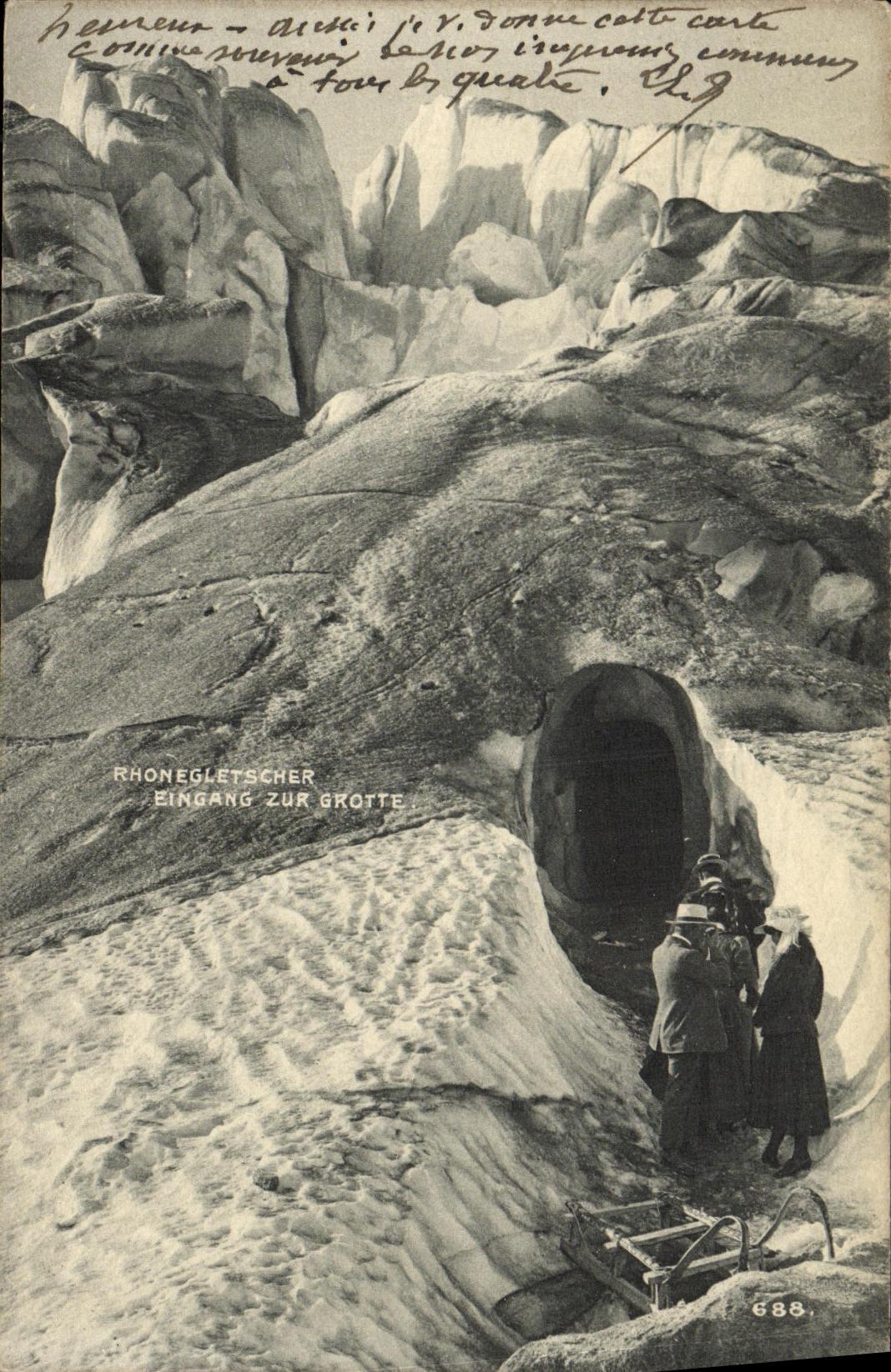 CPA rhonegletscher Eingang zur grotte