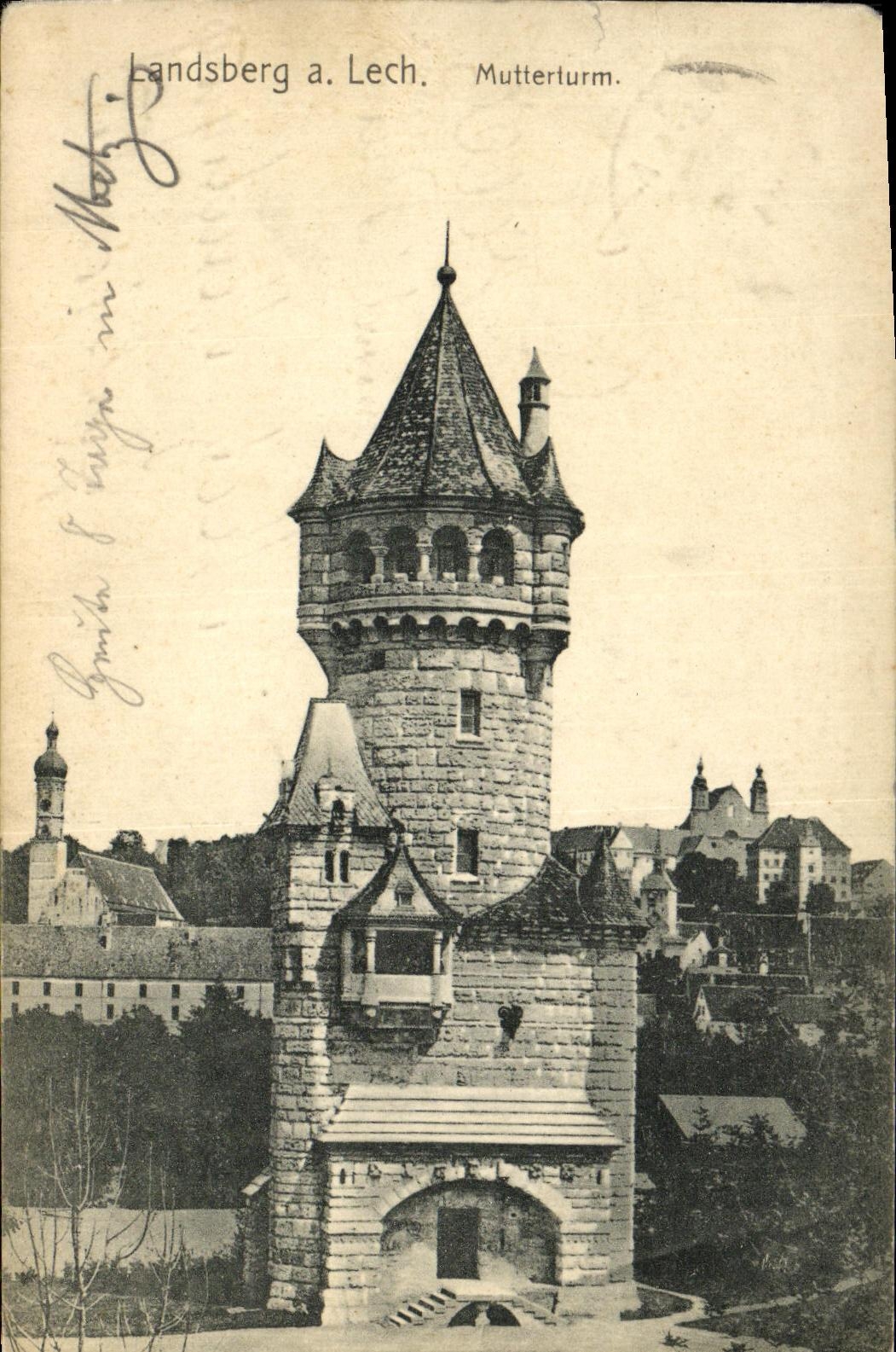 VINTAGE POSTCARD Landsberg has Lech Mutterturm