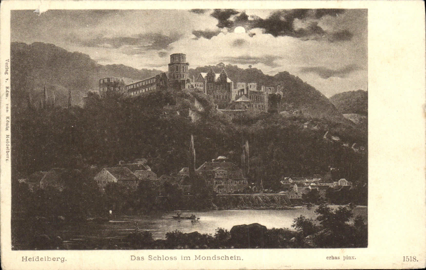 VINTAGE POSTCARD Heidelberg Das Schloss Im Mondschein