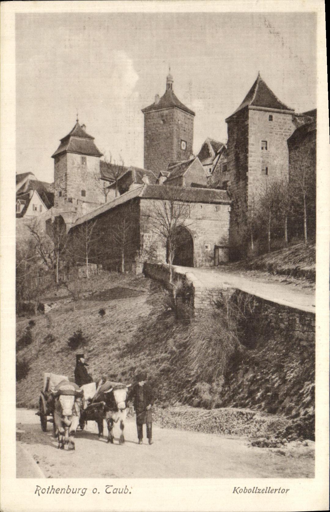 CPA Rothenburg Laub Kobollzellertor Char a boeufs