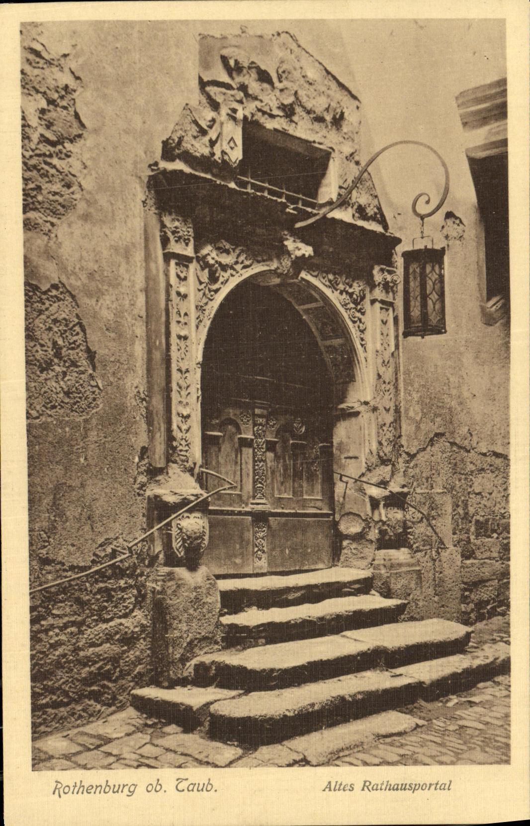 CPA Rothenburg Laub Altes Rathausportal