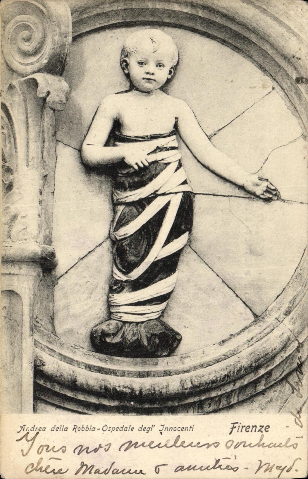 VINTAGE POSTCARD Firenze Andrea delle Robbia Ospedale degl Innocenti