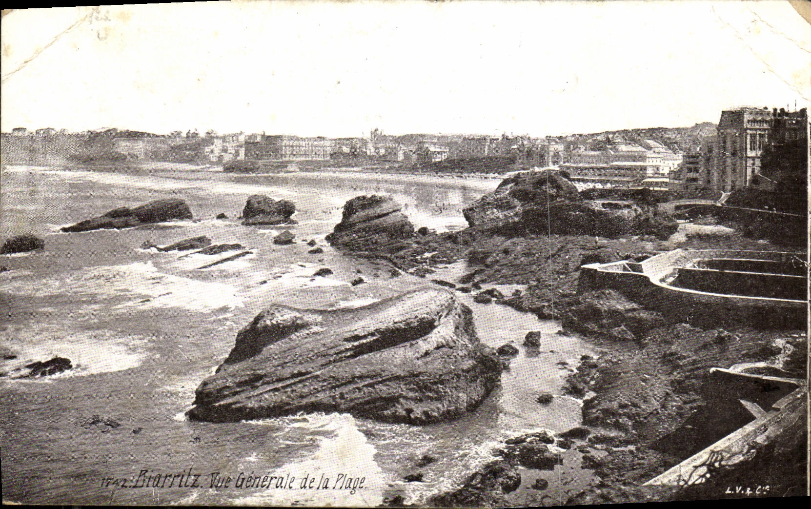 VINTAGE POSTCARD Biarritz View of the Beach