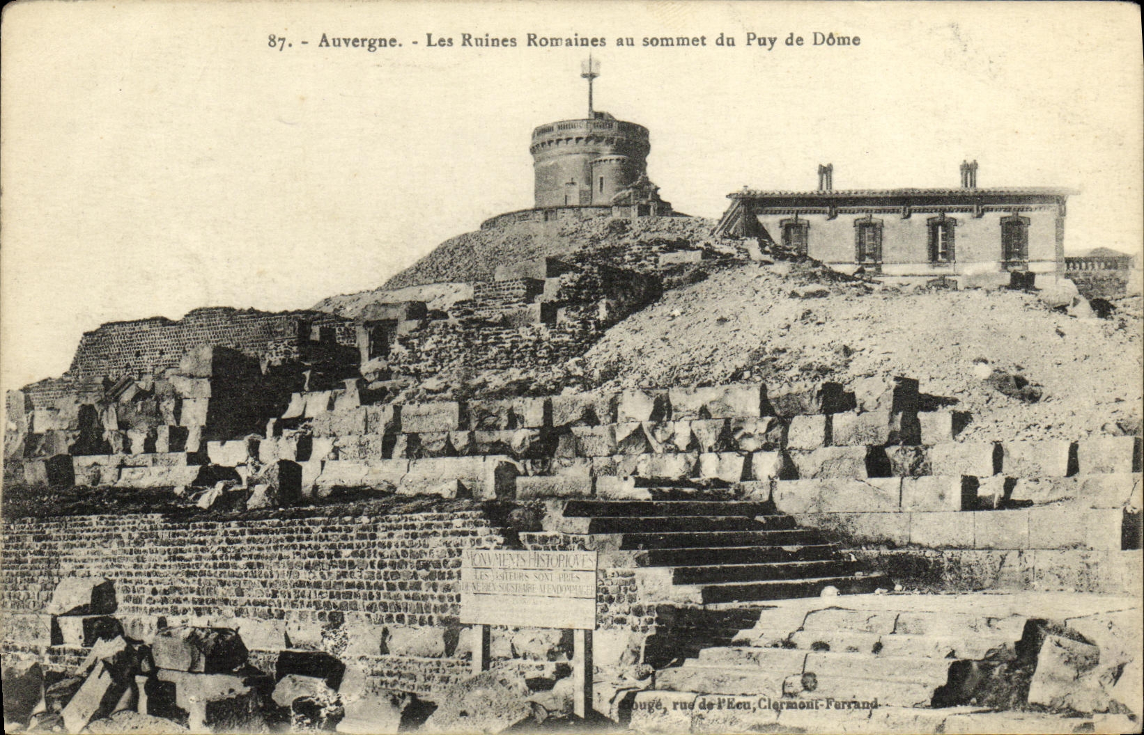 VINTAGE POSTCARD L Auvergne Roman ruins At the Top of Pay de Dome