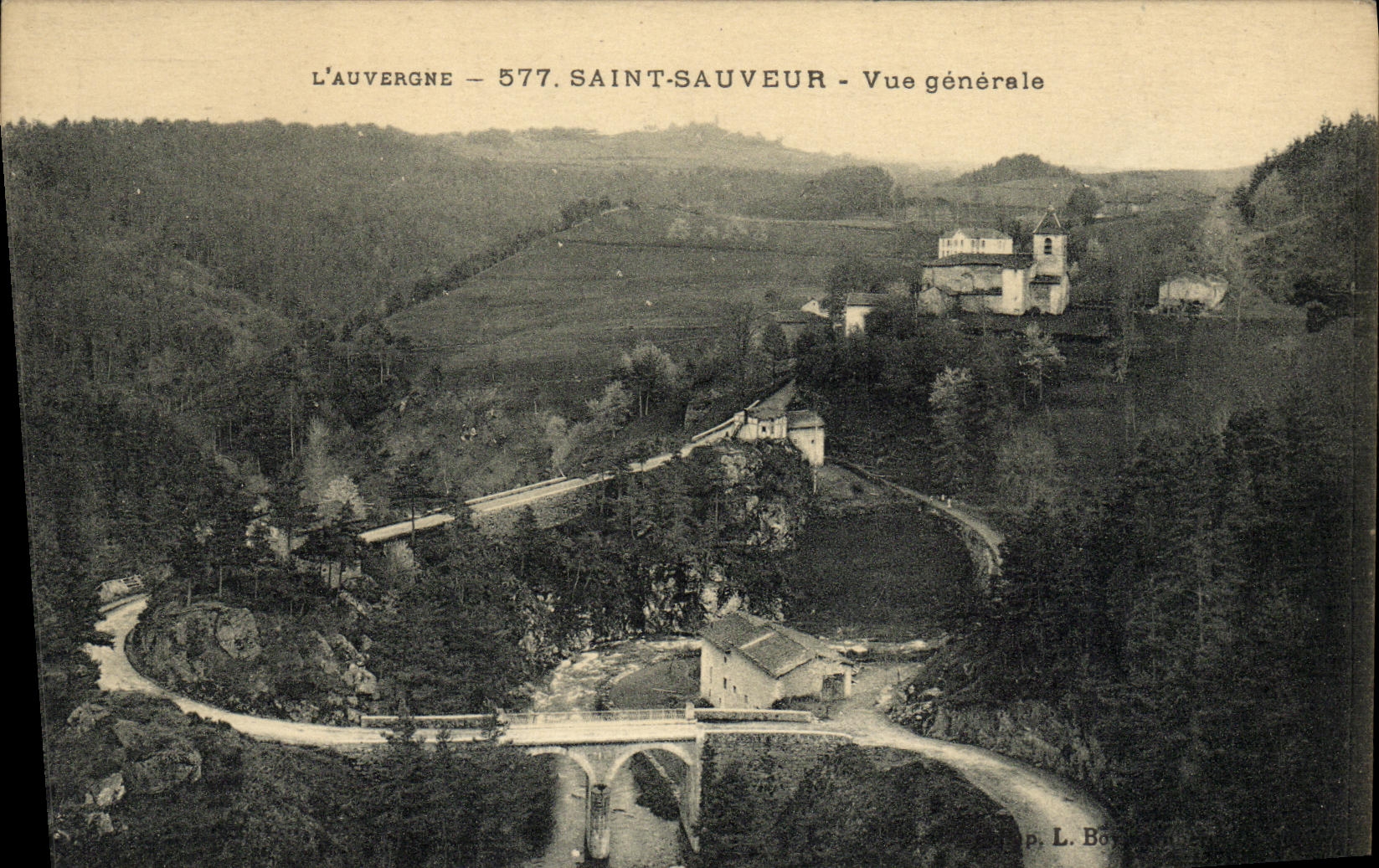 VINTAGE POSTCARD L Auvergne Saint Saver View