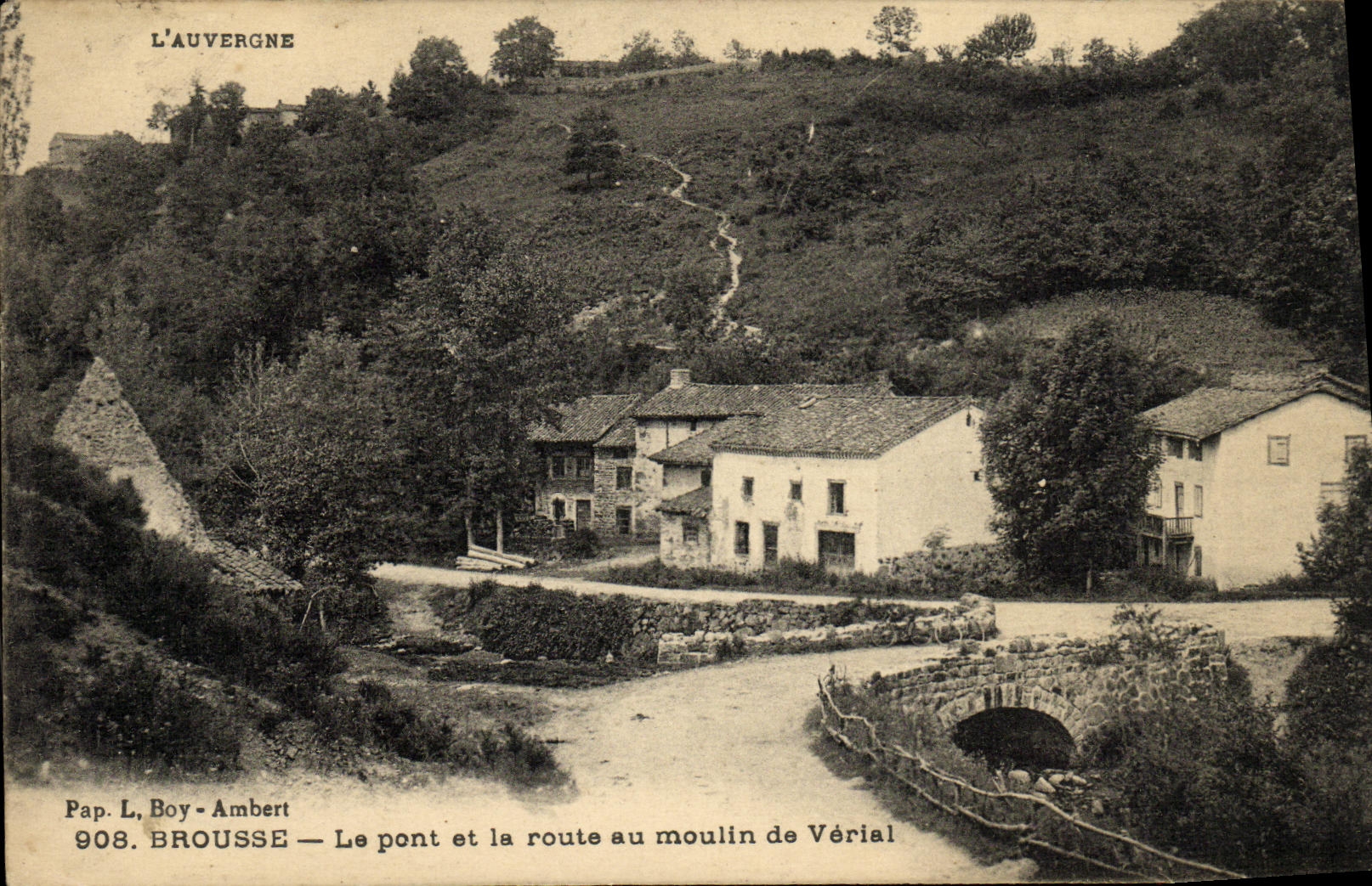 VINTAGE POSTCARD Bush the Bridge and the Road with the Mill of Verial