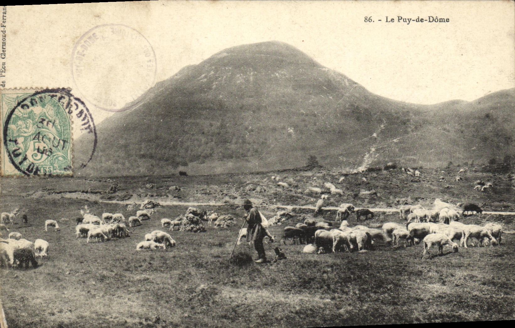 VINTAGE POSTCARD L Auvergne Puy de Dome Shepherd and sheep