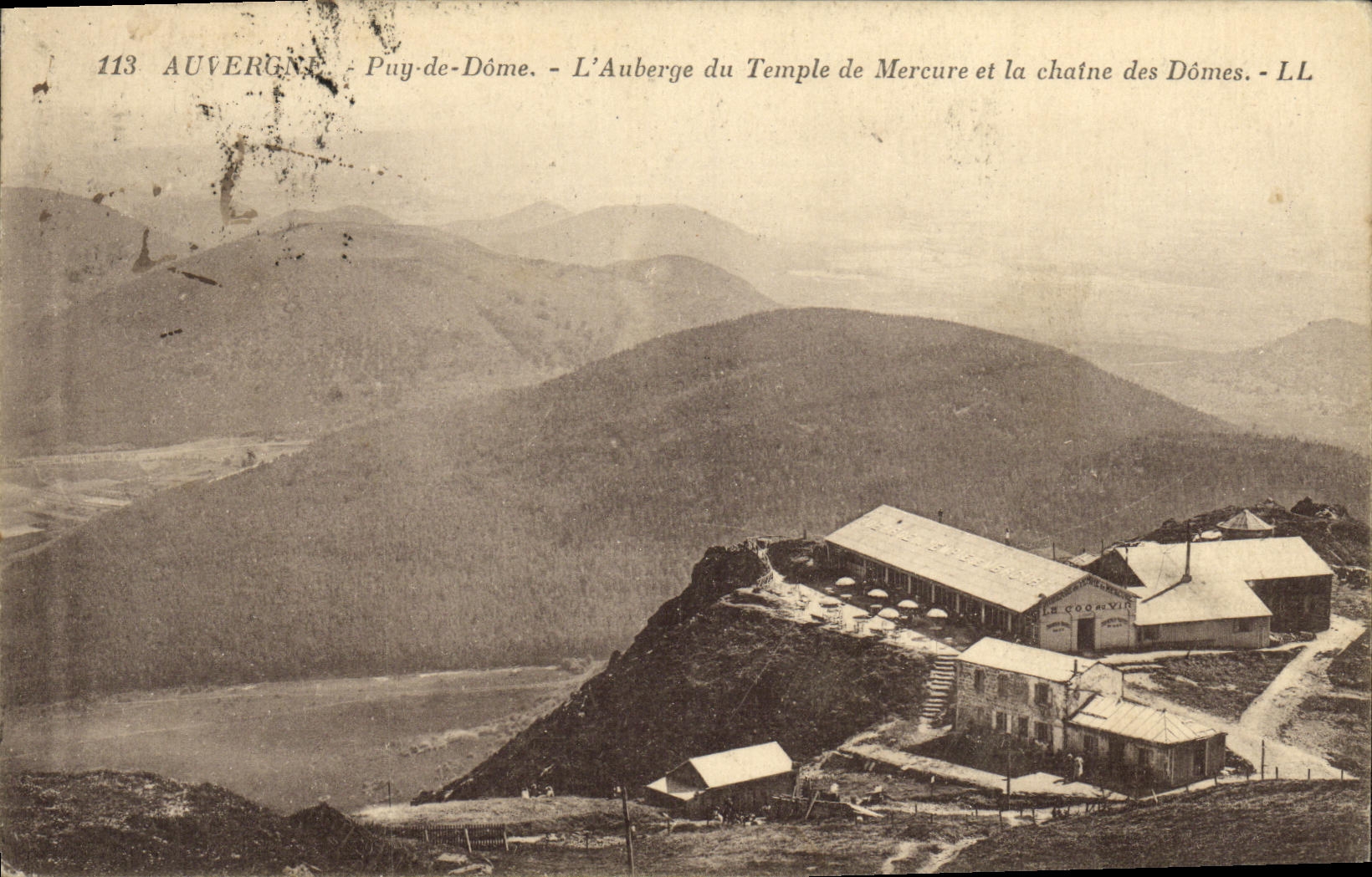 VINTAGE POSTCARD Auvergne Puy de Dome L Inn of the Mercury Temple and the Chain of the Domes
