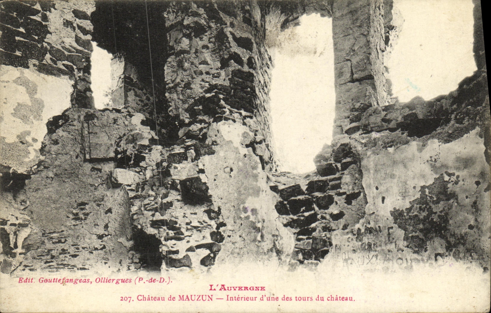 VINTAGE POSTCARD Castle of Interior Mauzun D One of Tours of the Castle