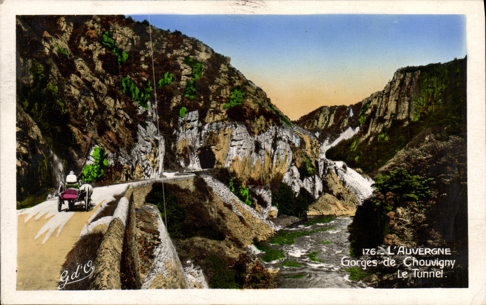 VINTAGE POSTCARD Auvergne Falls of Chouvigny the Tunnel