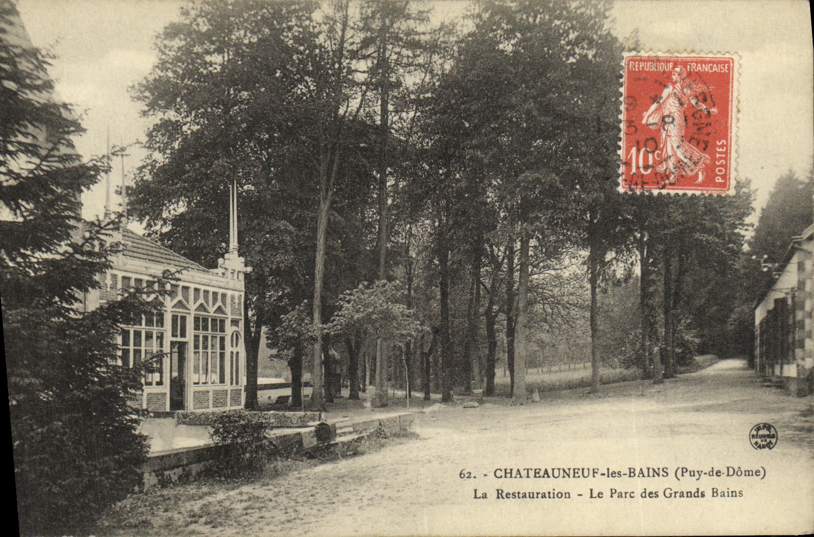 VINTAGE POSTCARD Chateauneuf Les Bains Restoration the Park of the Great Baths