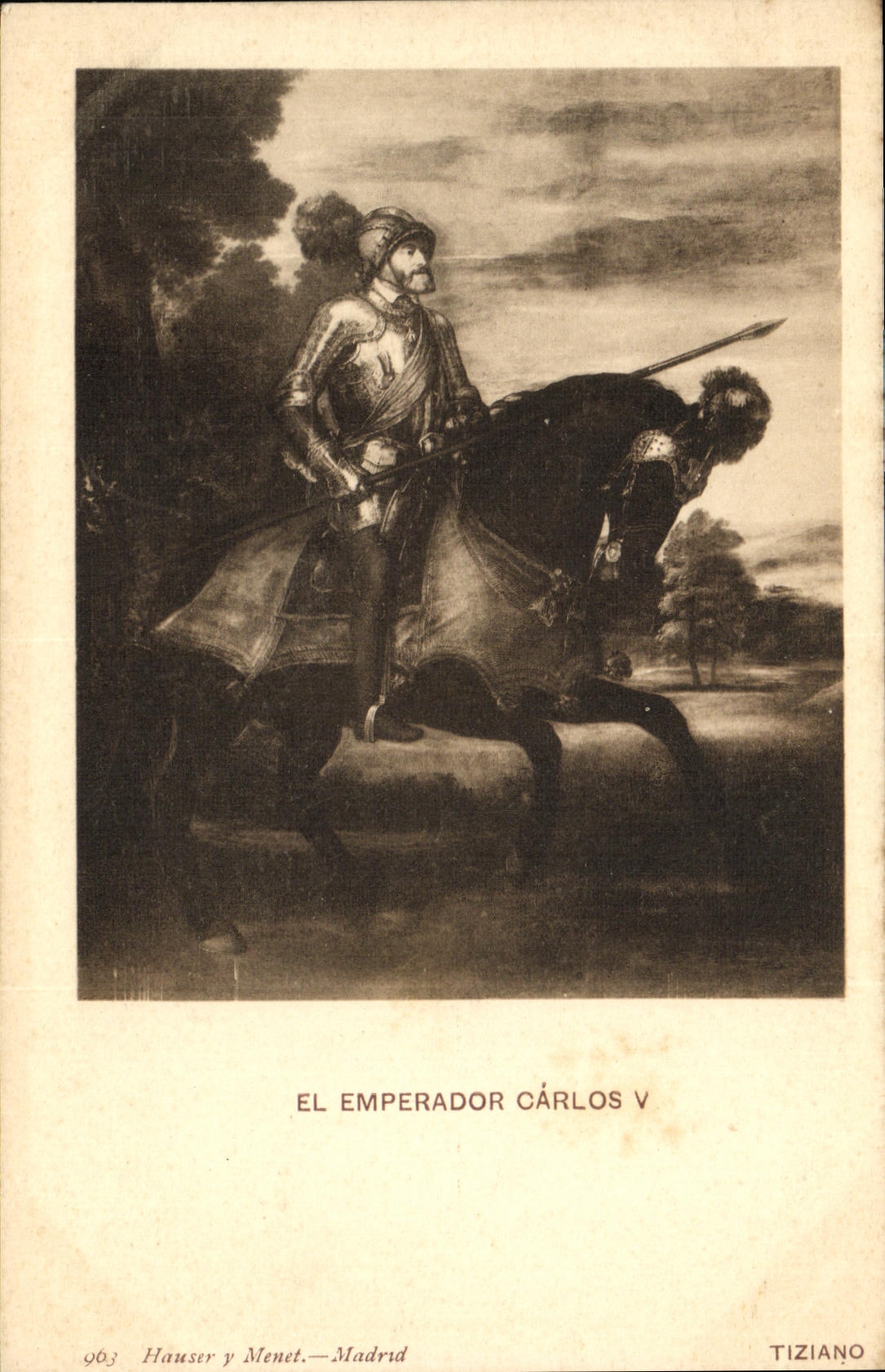 VINTAGE POSTCARD El Emperador Carlos V Tiziano Madrid