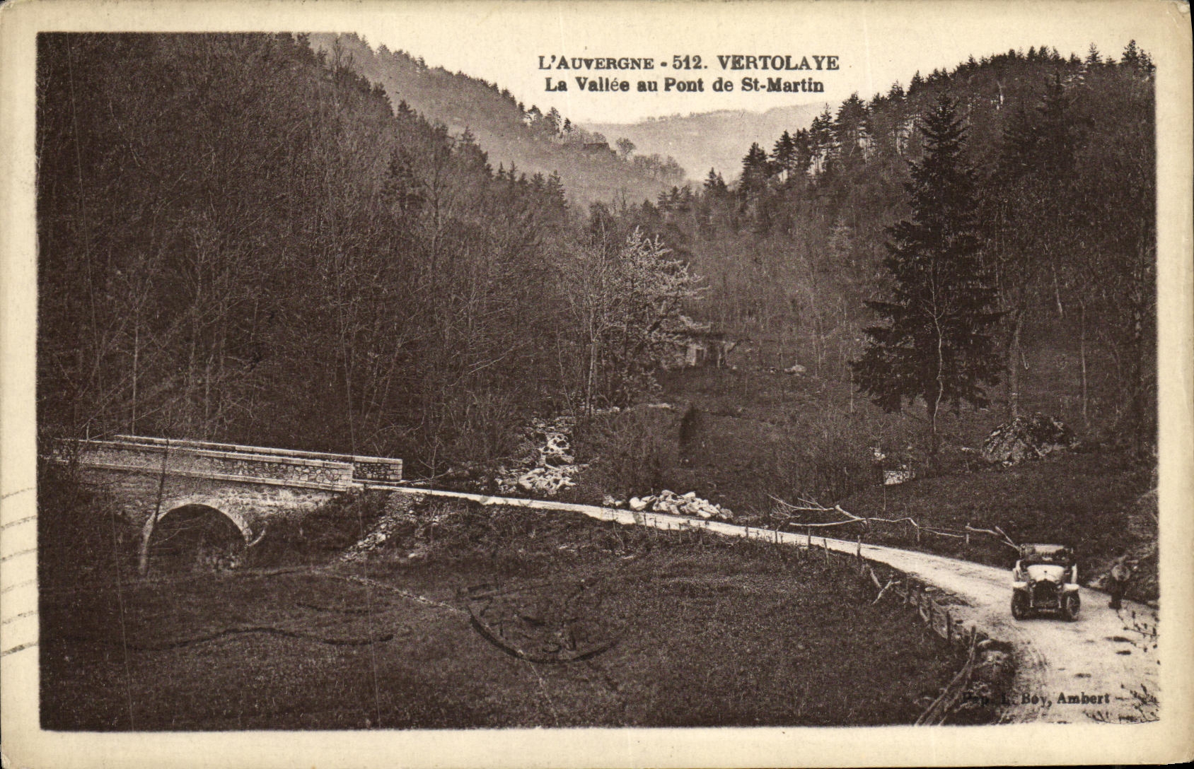 VINTAGE POSTCARD Vertolaye the Valley with the Bridge Of St Martin