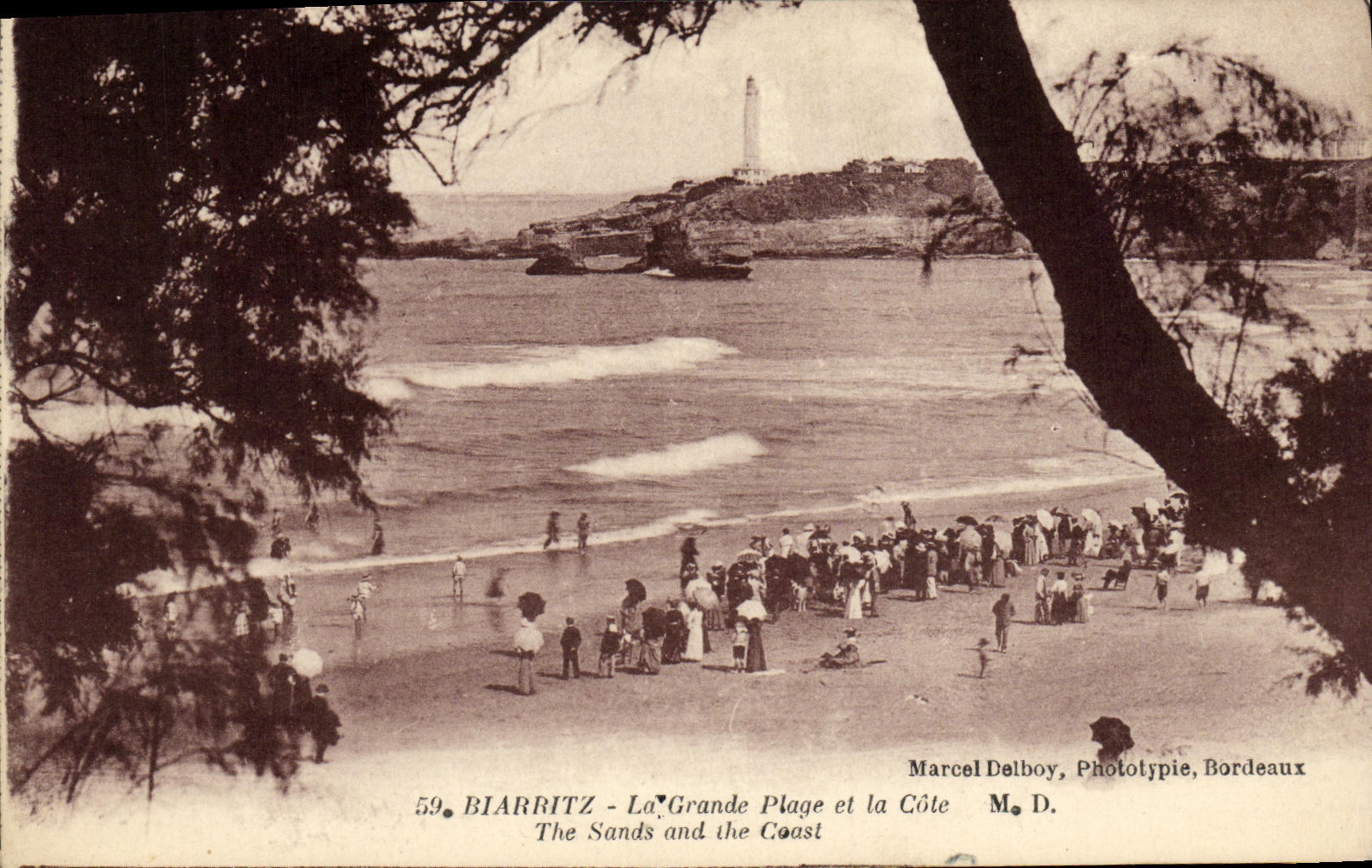 VINTAGE POSTCARD Biarritz Large the Beach And the Dimension
