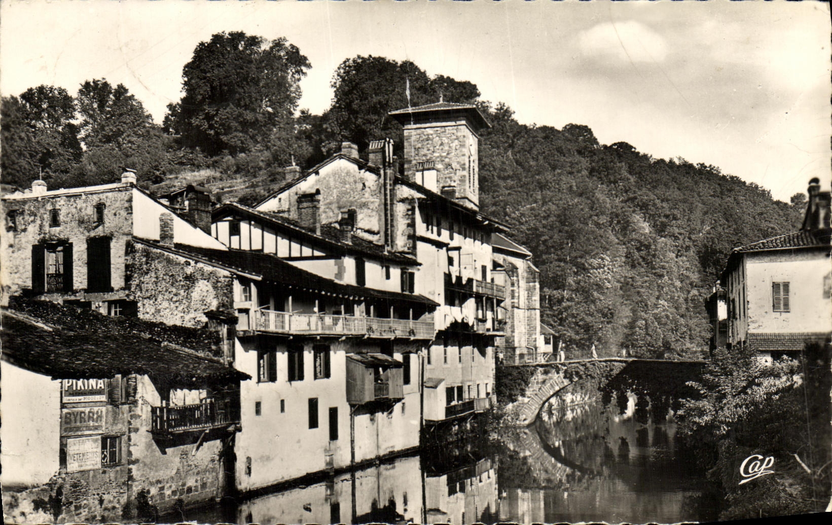 CPSM St Jean Foot Of Port Houses Basques On Nive And the bridge D Spain