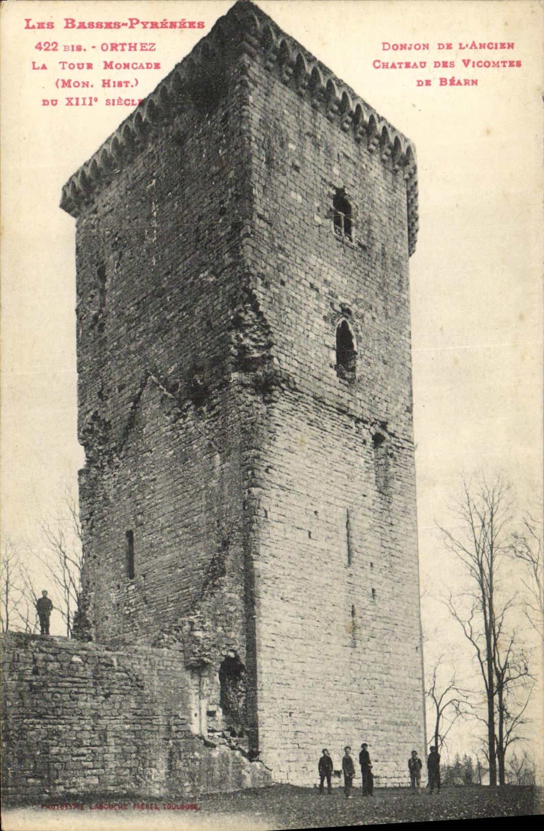VINTAGE POSTCARD Orthez the Tower Moncade Keep of L old castle of the Viscounts of Bearn