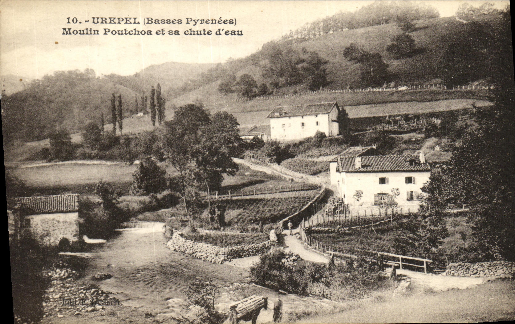 VINTAGE POSTCARD Urepel Poutchoa Mill And Its Fall D Water