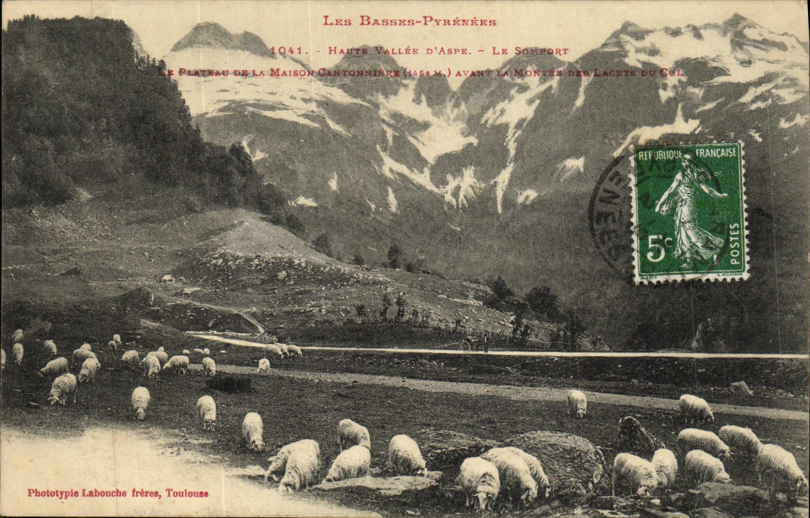 Devanadera Somport del valle D de la POSTAL de la VENDIMIA alta la placa del esquina pedazo del metal de la casa antes de la subida de los cordones de las ovejas del collar