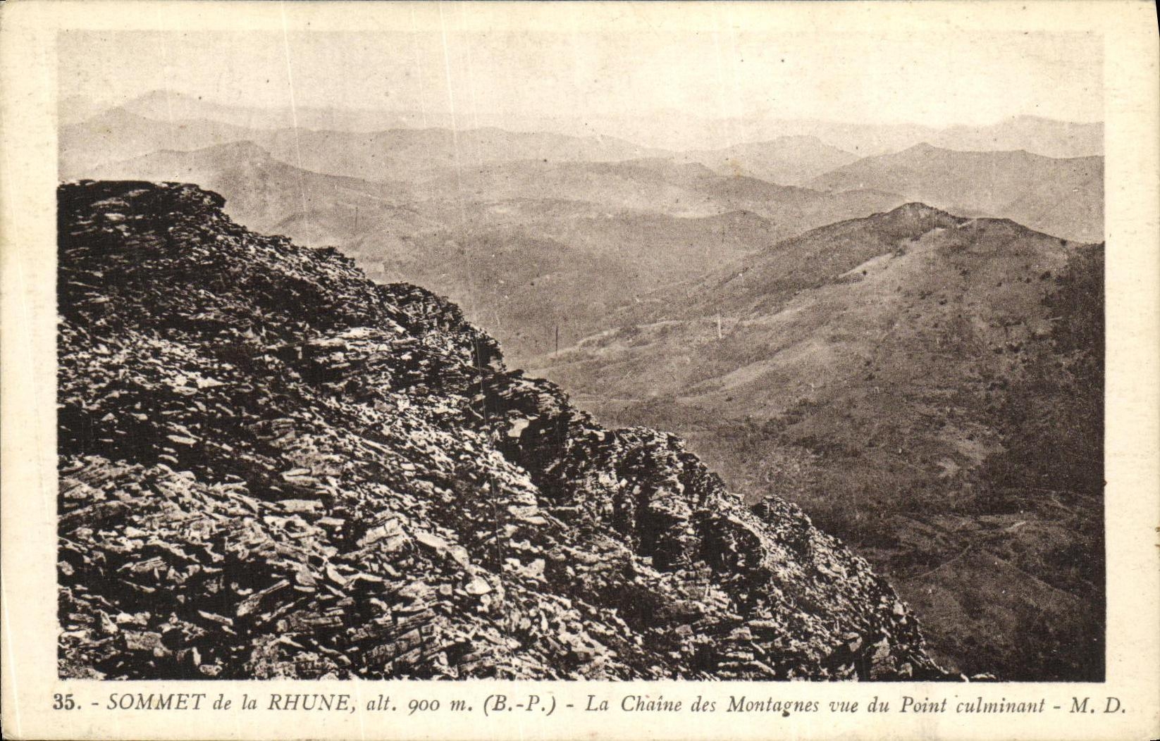 VINTAGE POSTCARD Summit Of Rhune the Chain Of the Mountains Seen Of the culminating point