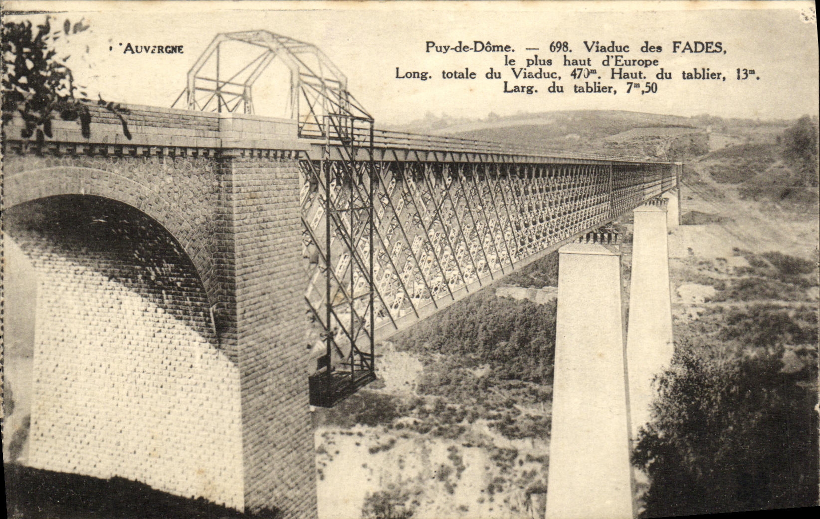 VINTAGE POSTCARD L Auvergne Viaduct of Insipid the Giant D Europe
