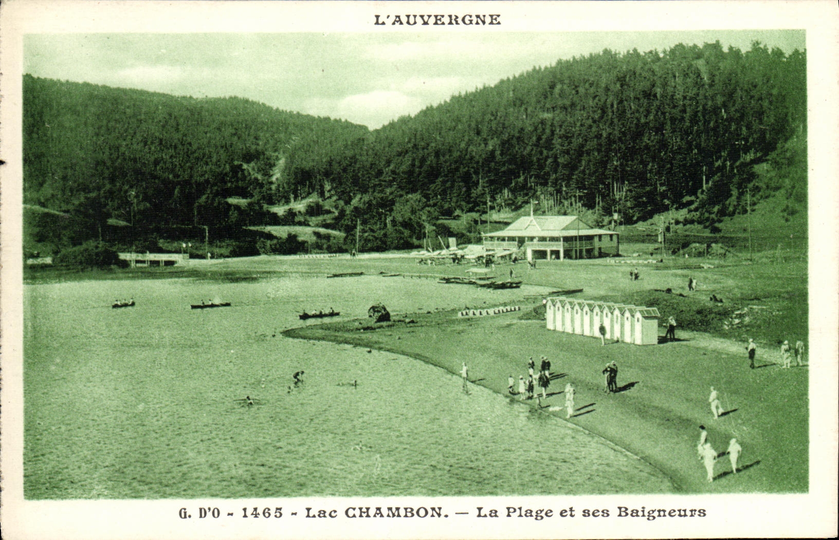 VINTAGE POSTCARD the Lake Chambon And the Beach And Its Bathers
