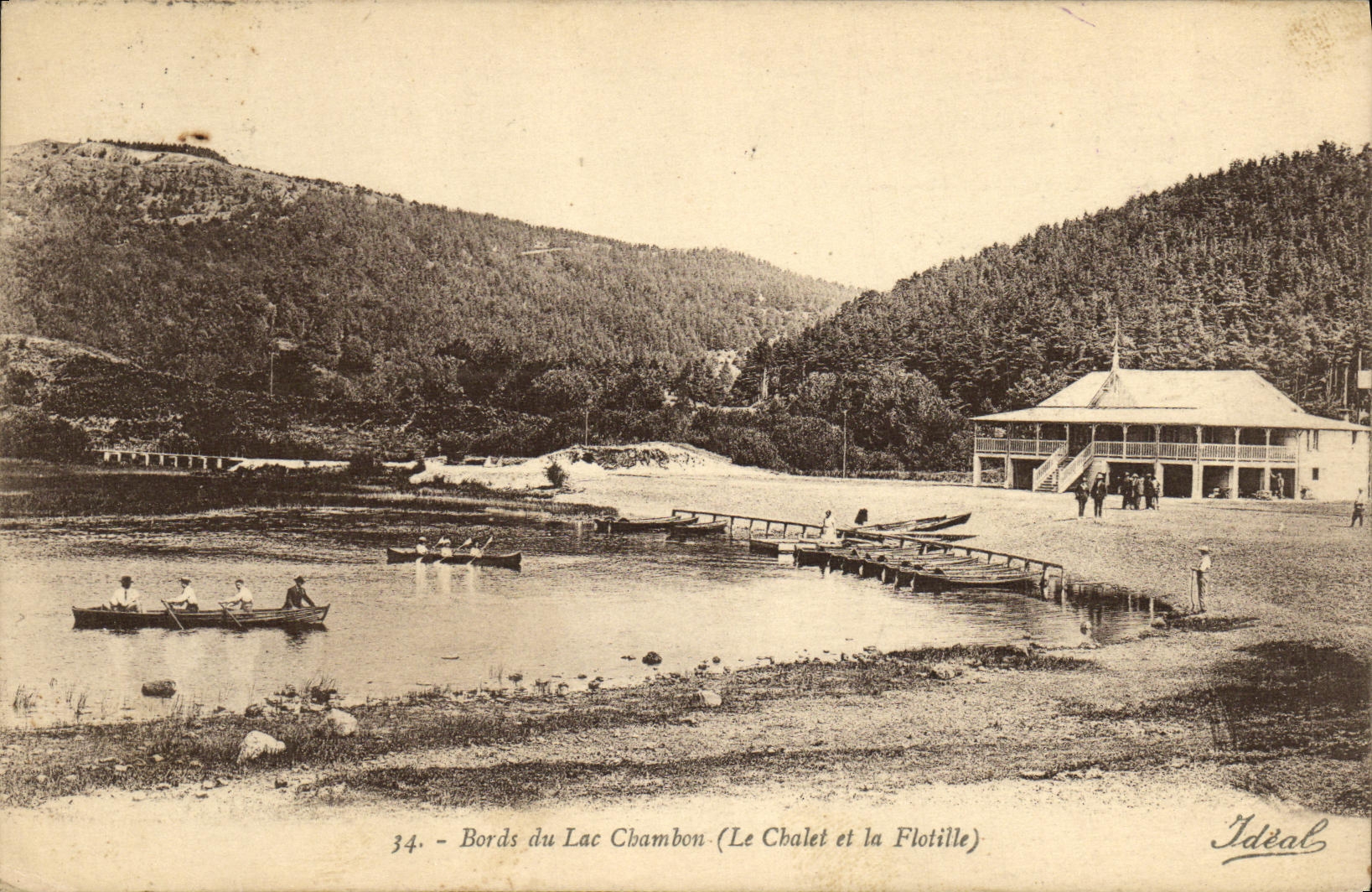 VINTAGE POSTCARD Edges Of Lake Chambon the country cottage and the flotilla