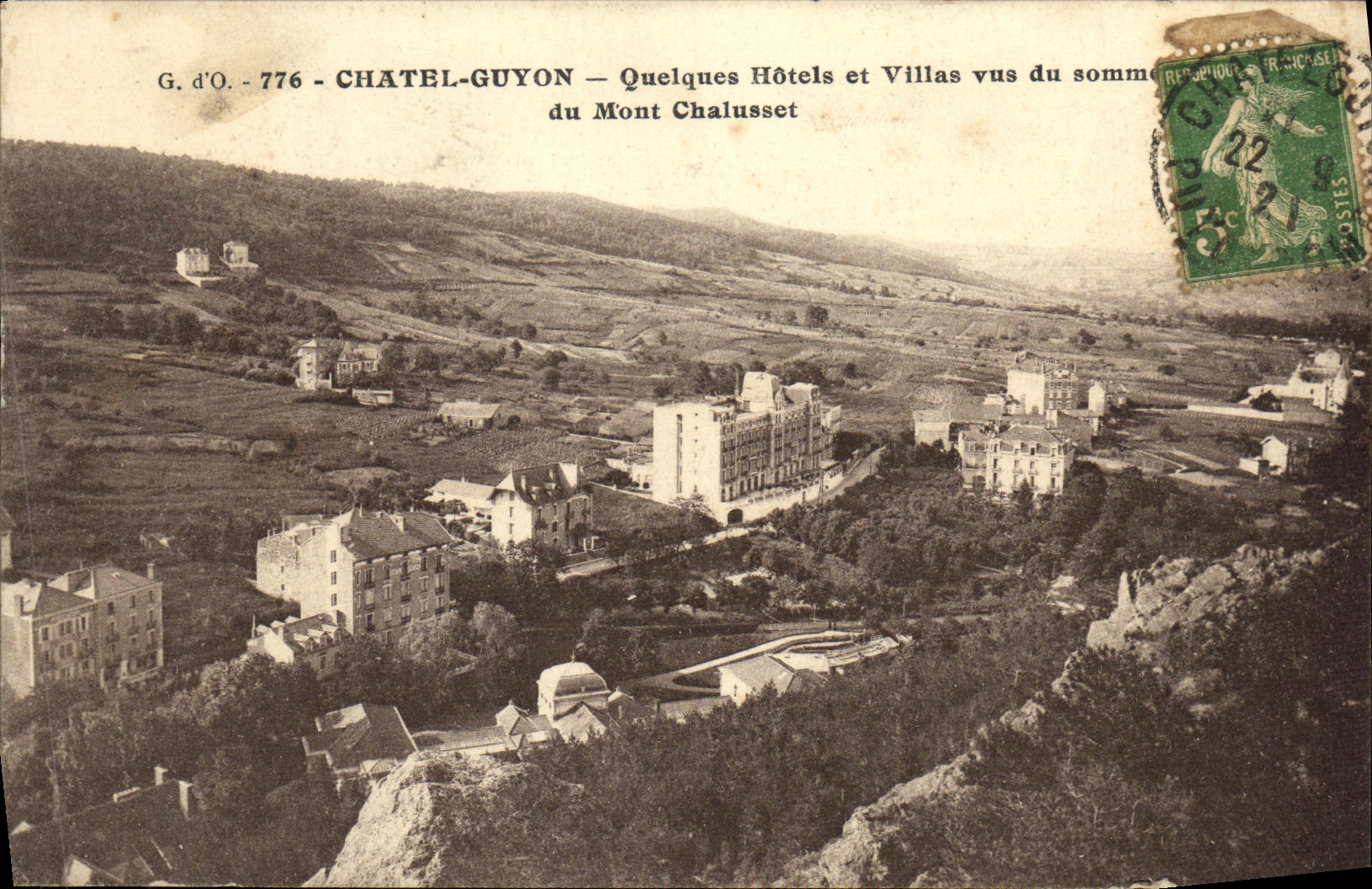 POSTAL ChatelGuyon de la VENDIMIA algunos hoteles y chalets vistos de la cumbre del montaje de Chalusset
