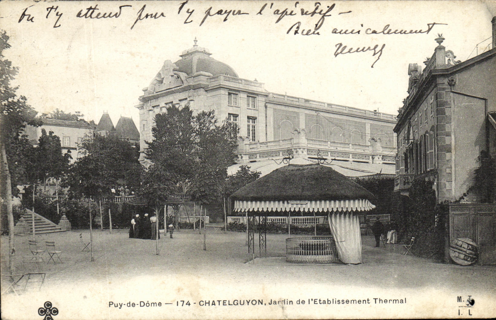 Jardin de Chatel Guyon de la POSTAL de la VENDIMIA de L establecimiento hidropatico
