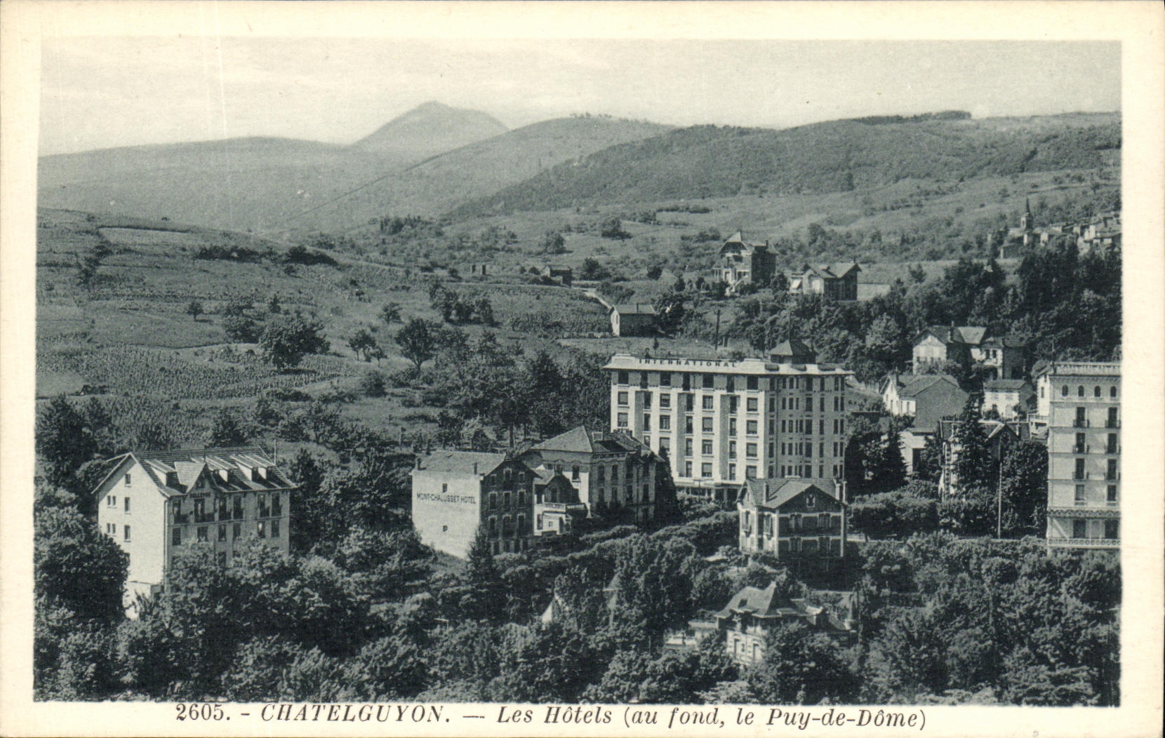 Hoteles de Chatel Guyon de la POSTAL de la VENDIMIA en el Puy inferior de Dome
