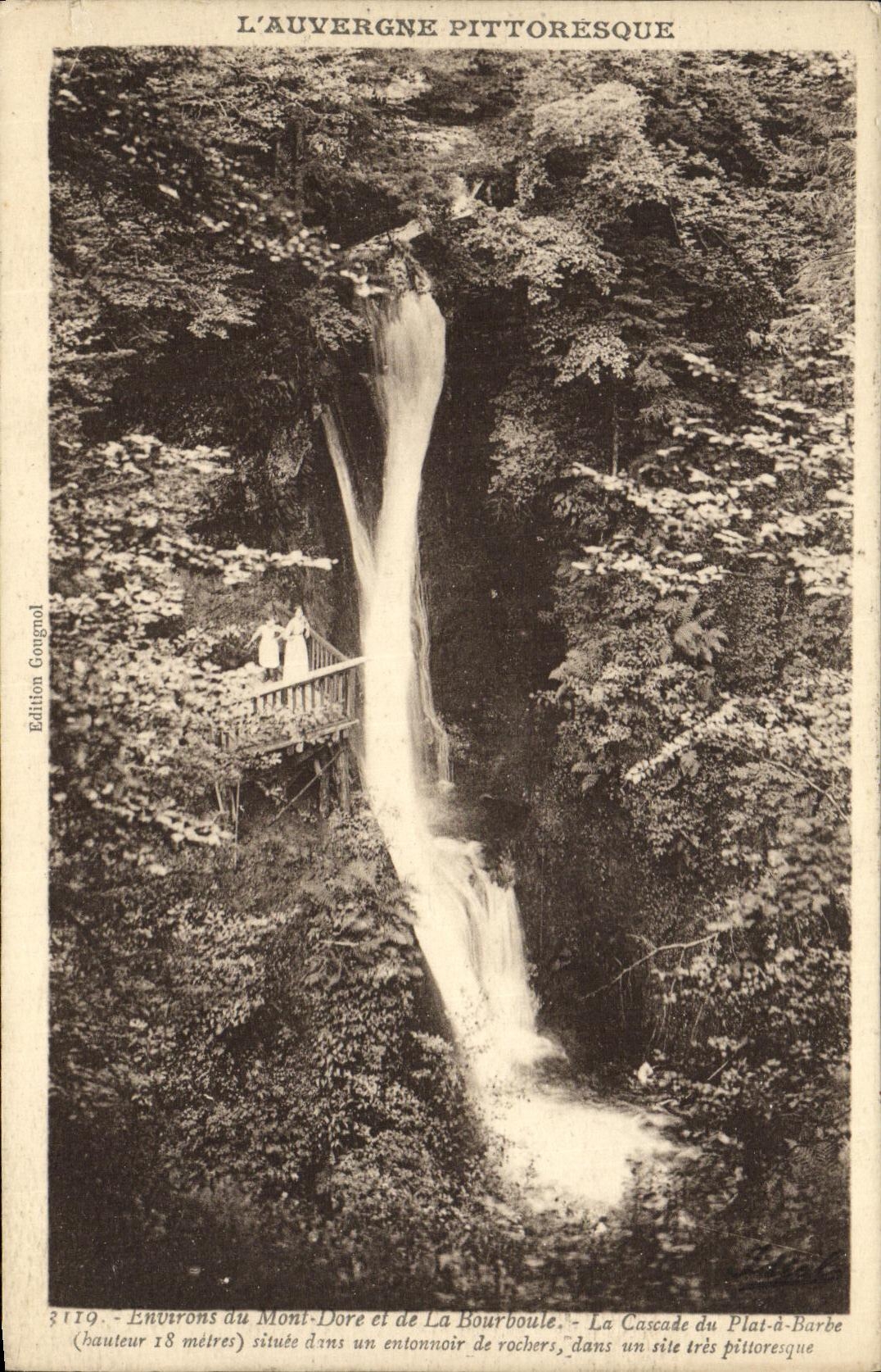 VINTAGE POSTCARD Environs of Mount Gilds and of Bourboule the cascade of the shaving mug