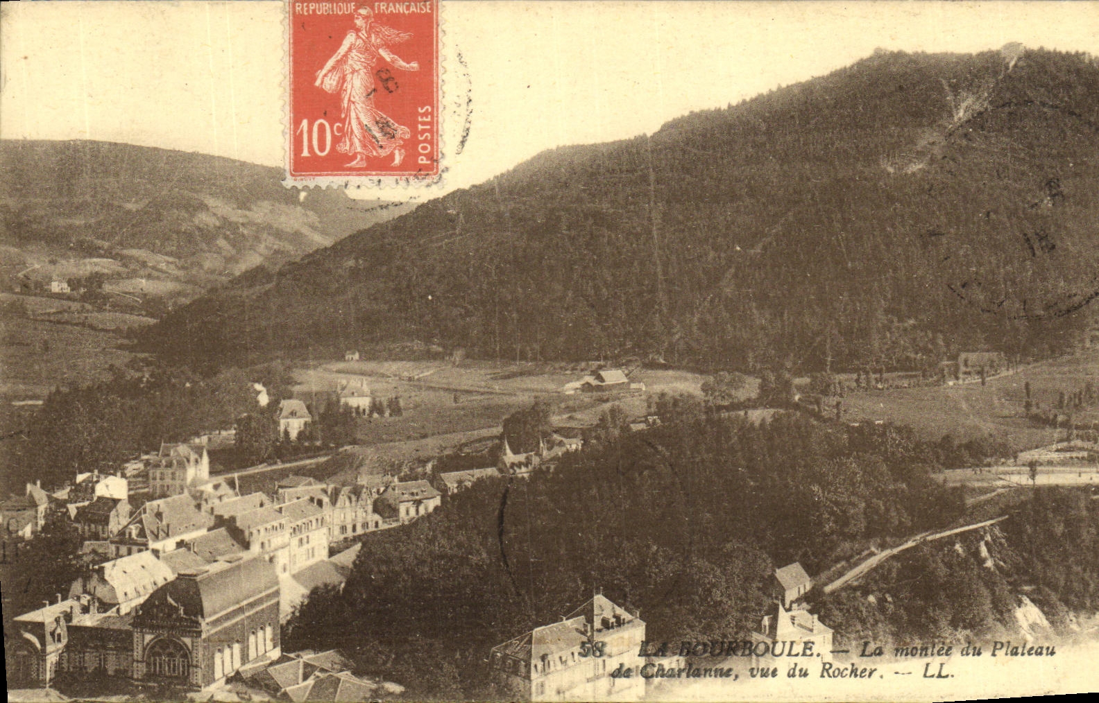 VINTAGE POSTCARD Bourboule Rise Of the Plate of Charlanne seen of the rock