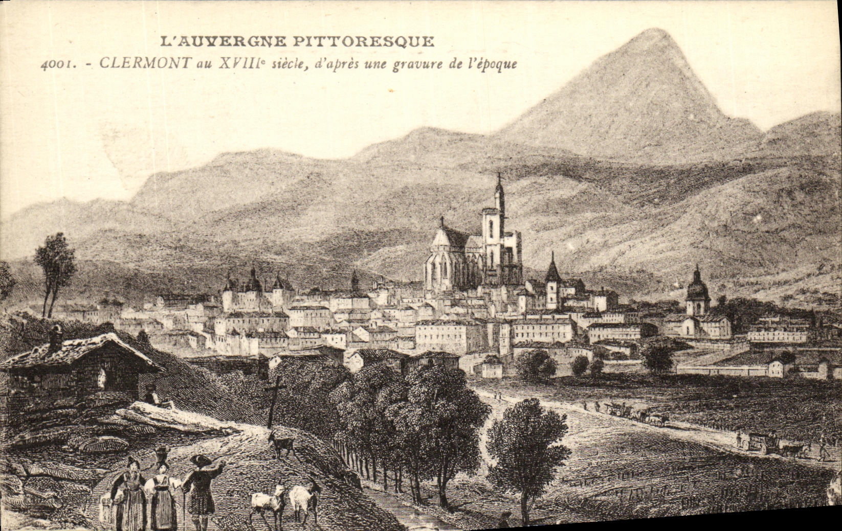 POSTAL Clermont de la VENDIMIA con decimo octava D despues de un grabado de L tiempo