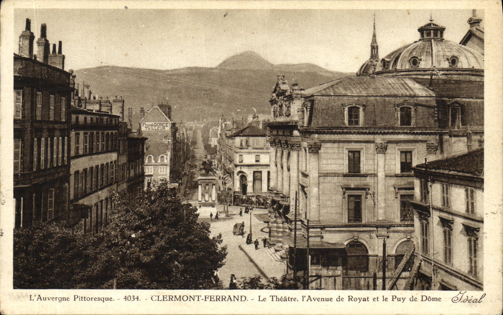POSTAL Clermont Ferrand de la VENDIMIA el teatro L avenida de Royat y de Puy De Dome