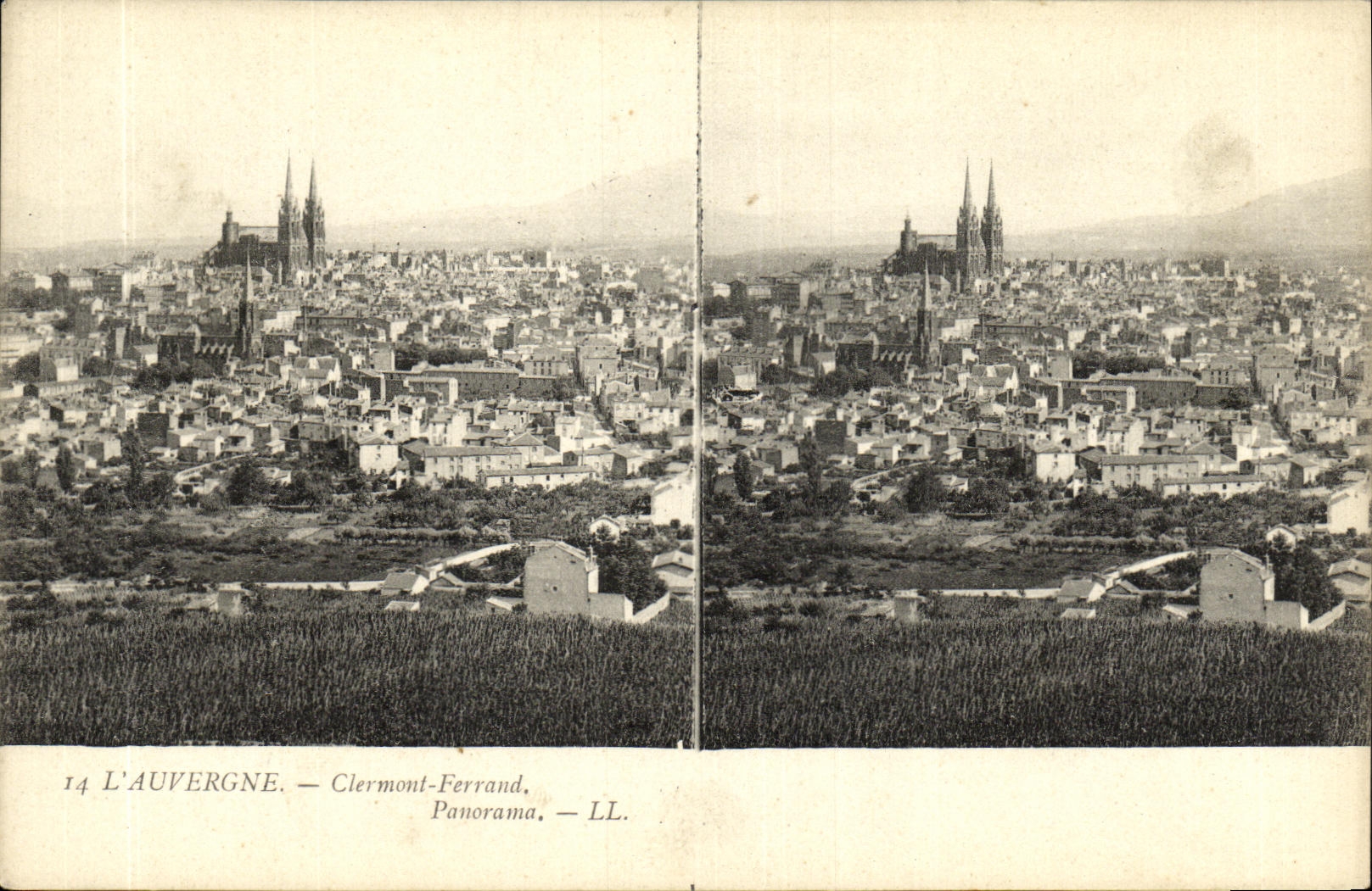 Panorama de Clermont Ferrand de la POSTAL de la VENDIMIA