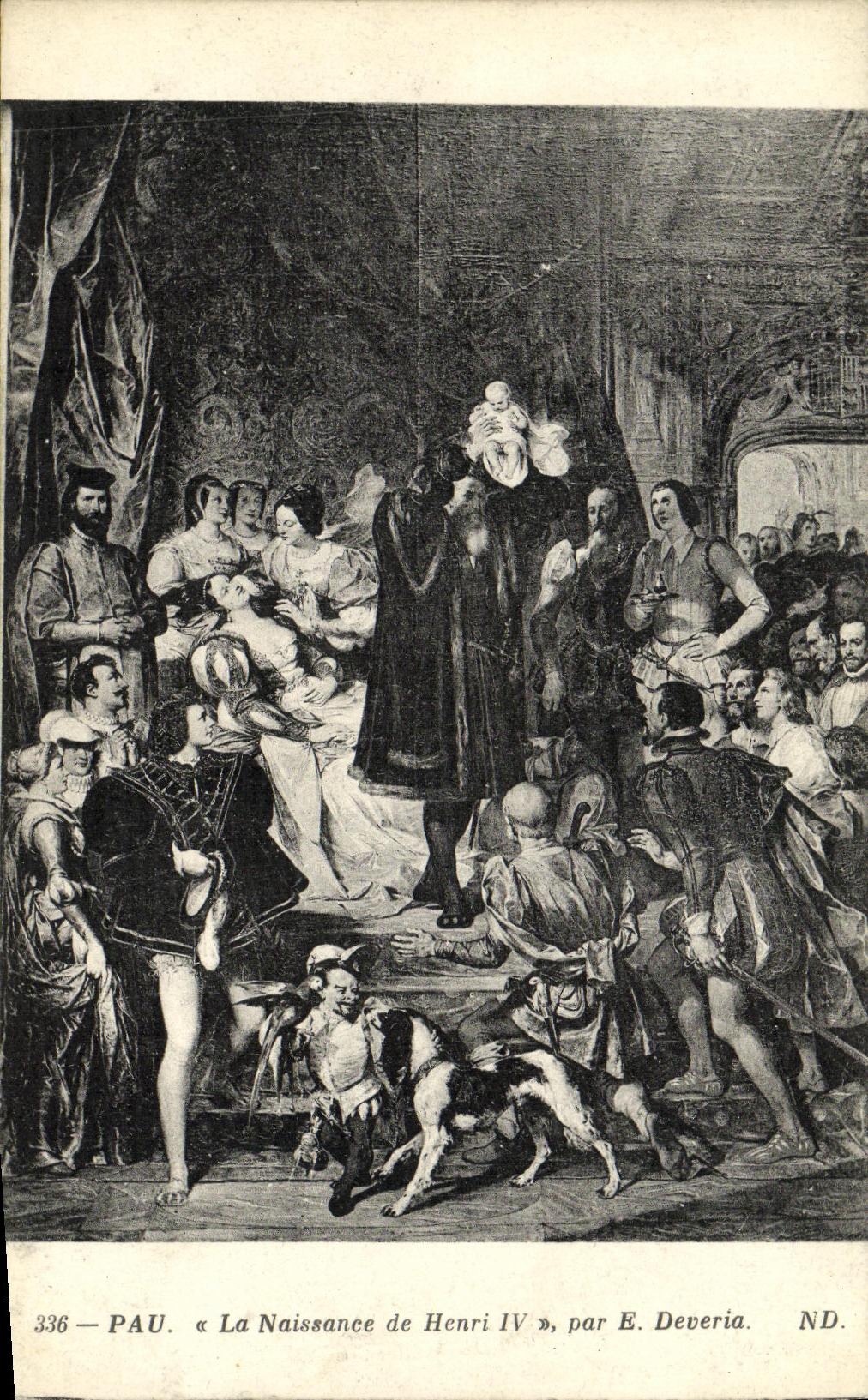 VINTAGE POSTCARD Pau birth of Henri IV by Deveria