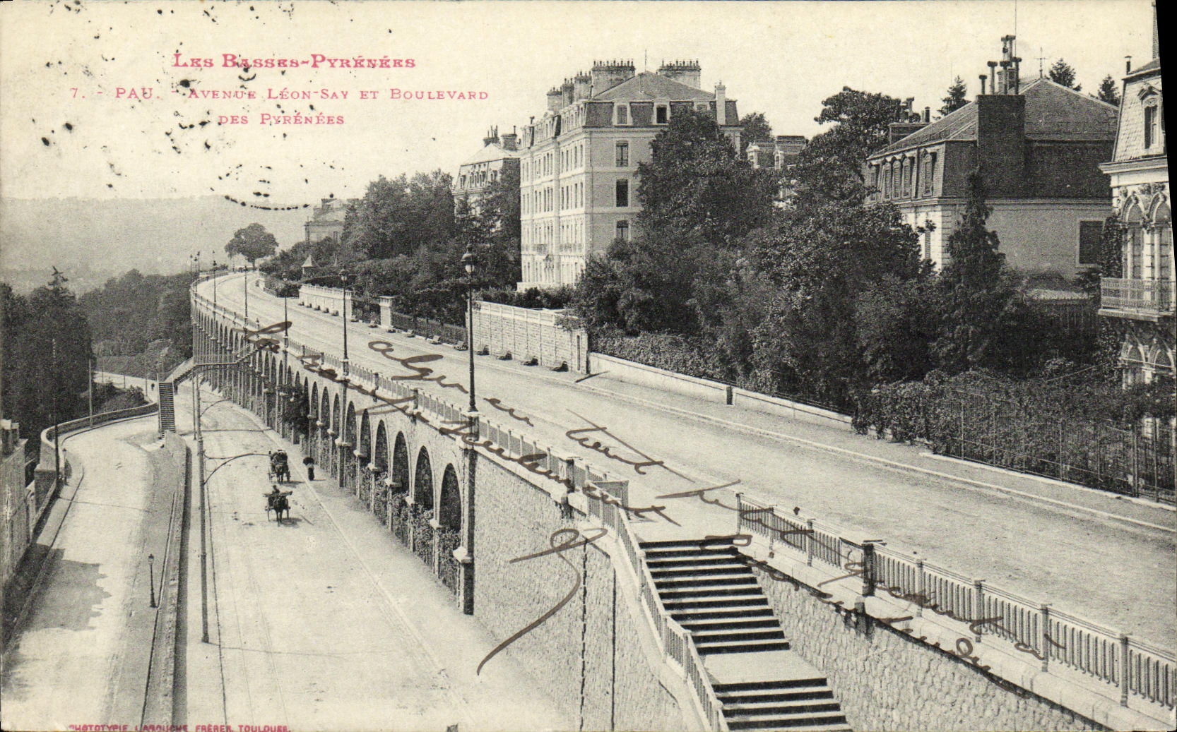 VINTAGE POSTCARD Pau Avenon Leon Say And Boulevard Of the Pyrenees
